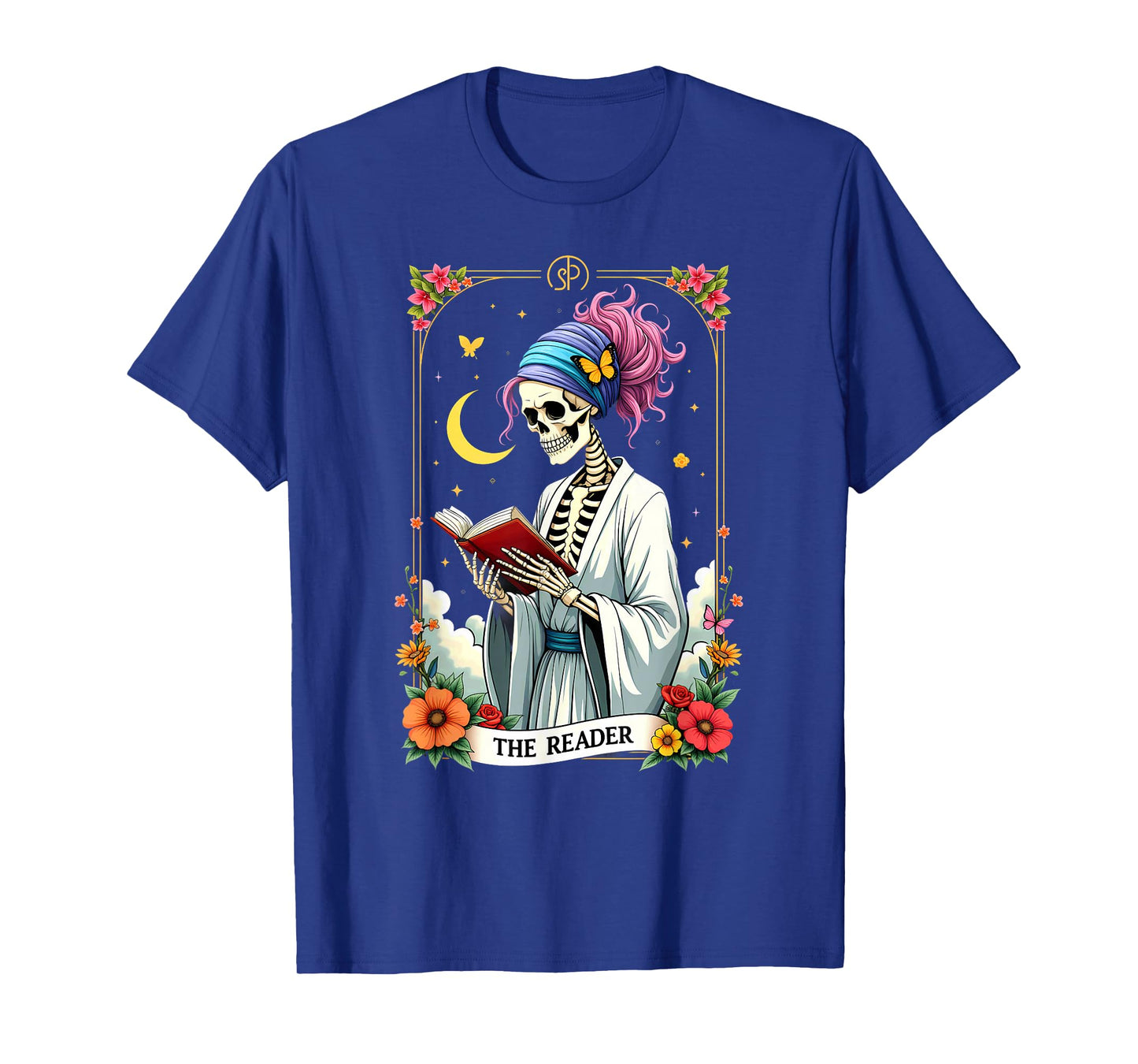 The Reader Tarot Card Skeleton Reading Book Halloween T-Shirt