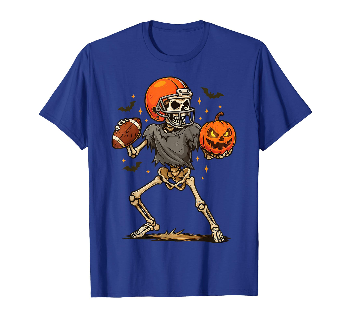 Skeleton Football Player Funny Halloween Kids Boys T-Shirt