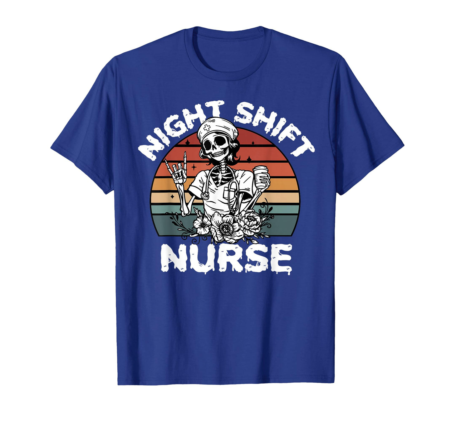 Night Shift Funny Nurse Skeleton Halloween RN Nurses Women T-Shirt