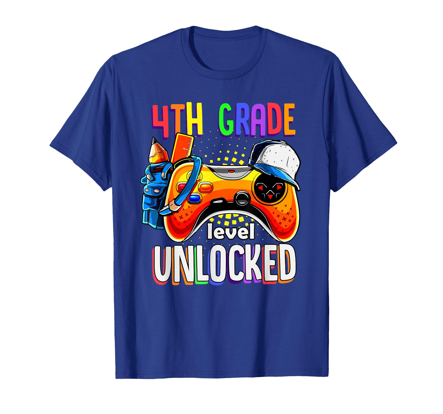 Gamer Back To School Gamepad 4th Fourth Grade Level Unlocked T-Shirt