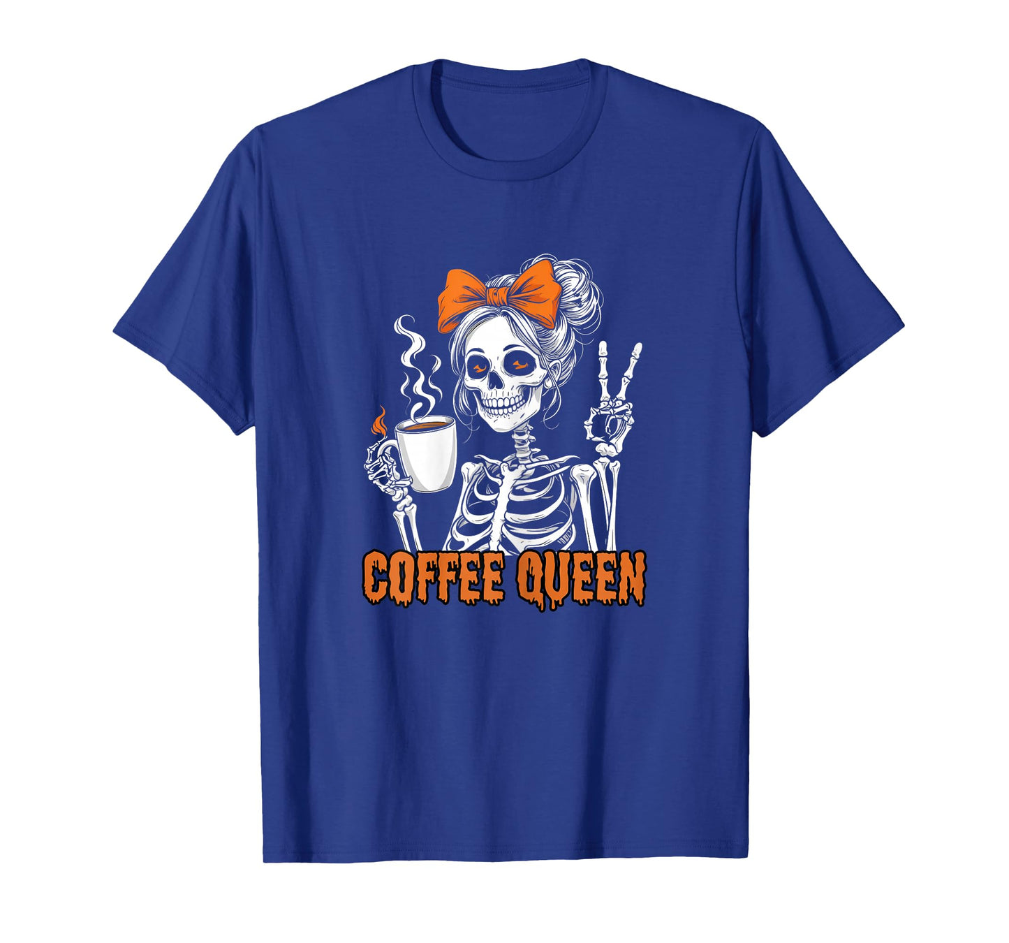 Coffee Queen Skeleton Woman Halloween Coffee Design T-Shirt