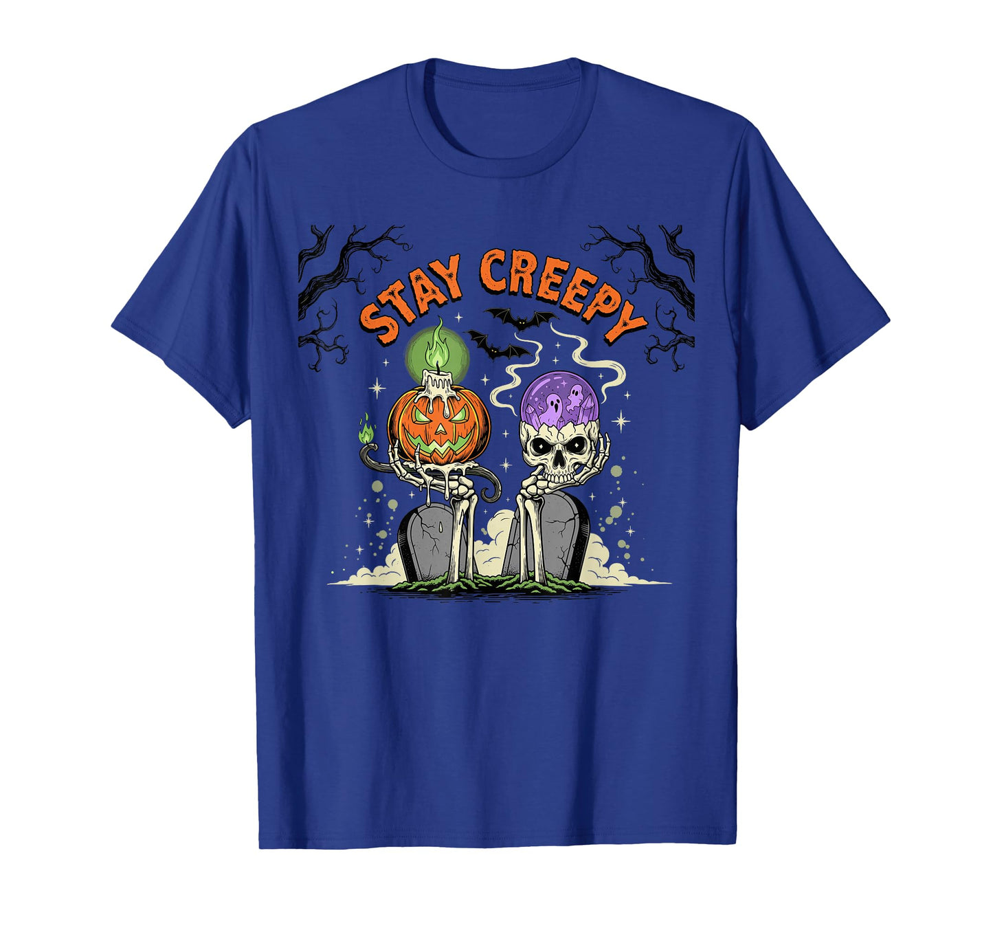 Stay Creepy Halloween Vintage Horror Pumpkin & Skull Outfit T-Shirt