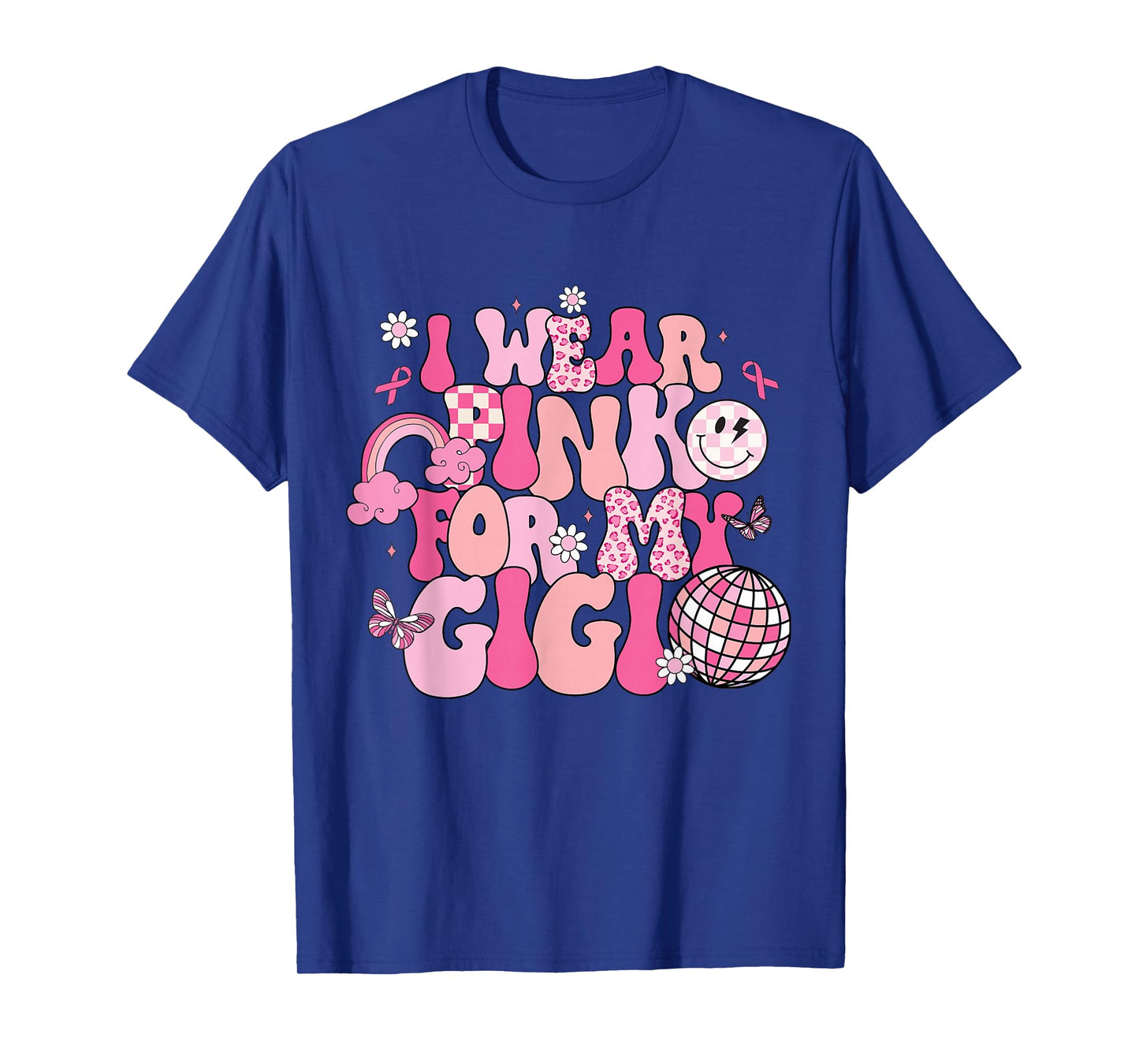 Groovy I Wear Pink For My Gigi Breast Cancer Awareness T-Shirt