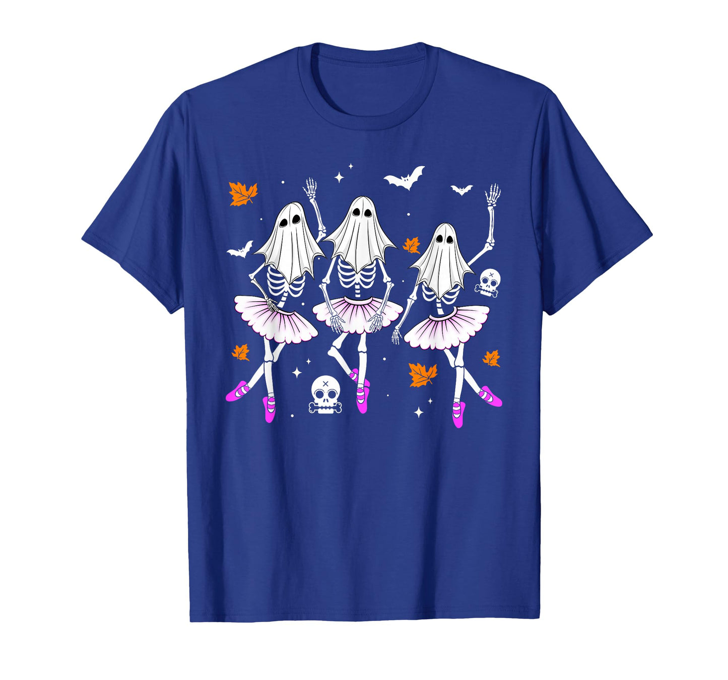 Ballet Dancing Skeleton Ghost Spooky Halloween Girls Women T-Shirt