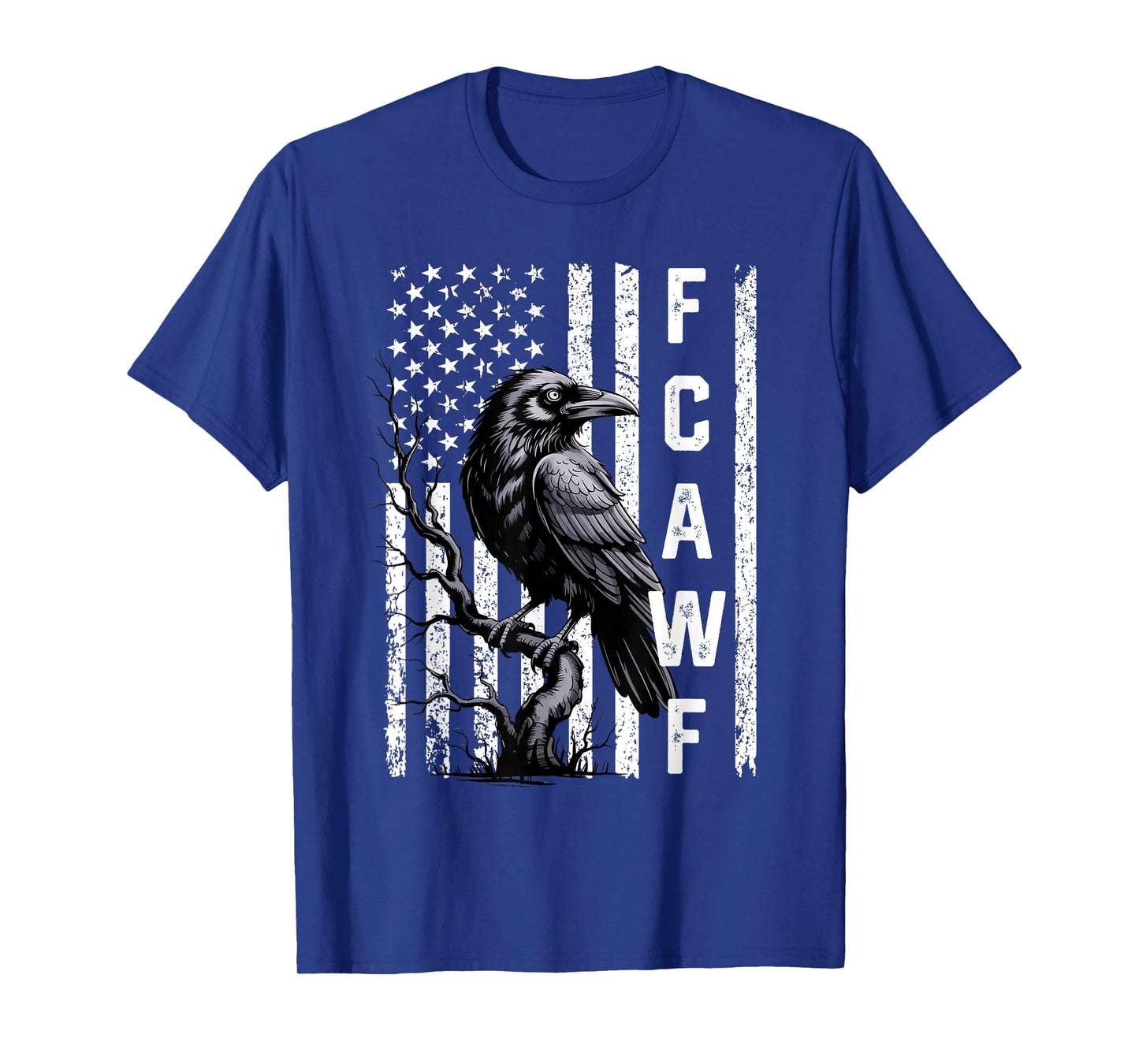 Funny F-CAW-F Black Crow with USA Flag Vintage Crow Bird T-Shirt