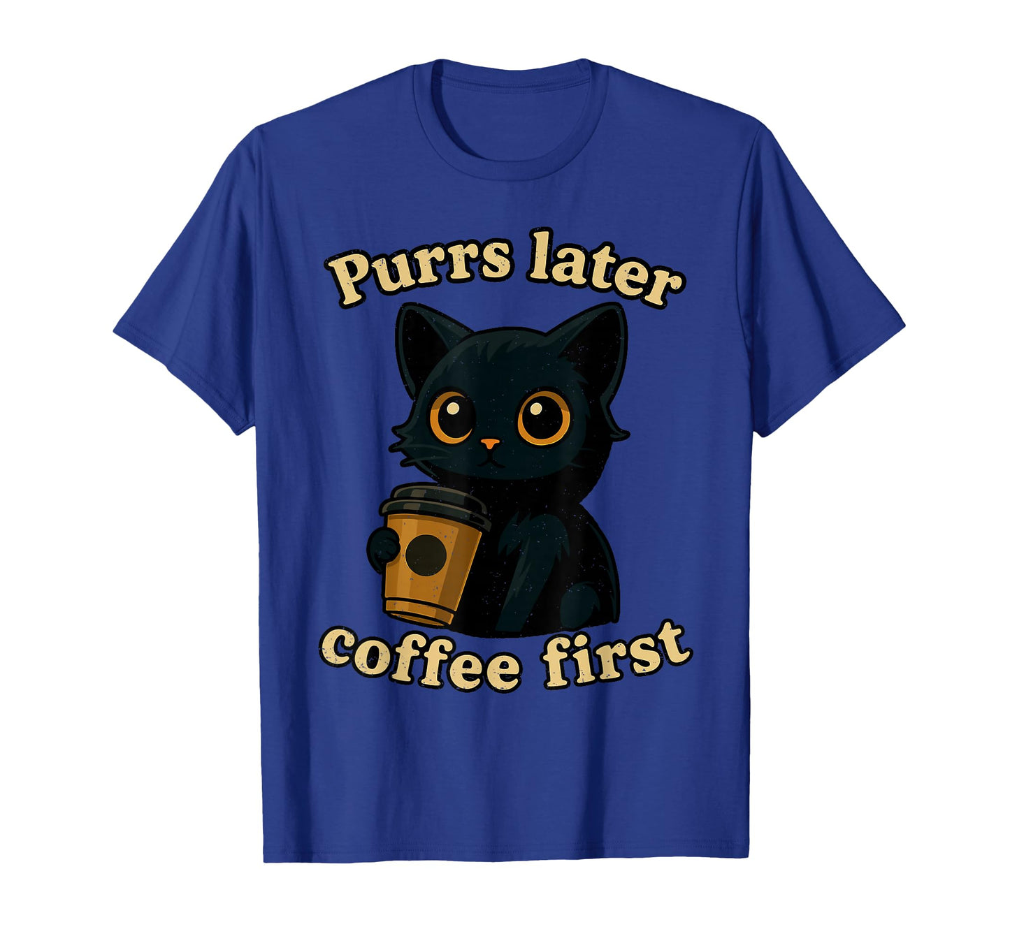 Coffee First Halloween Funny Black Cat Caffeine Lover T-Shirt
