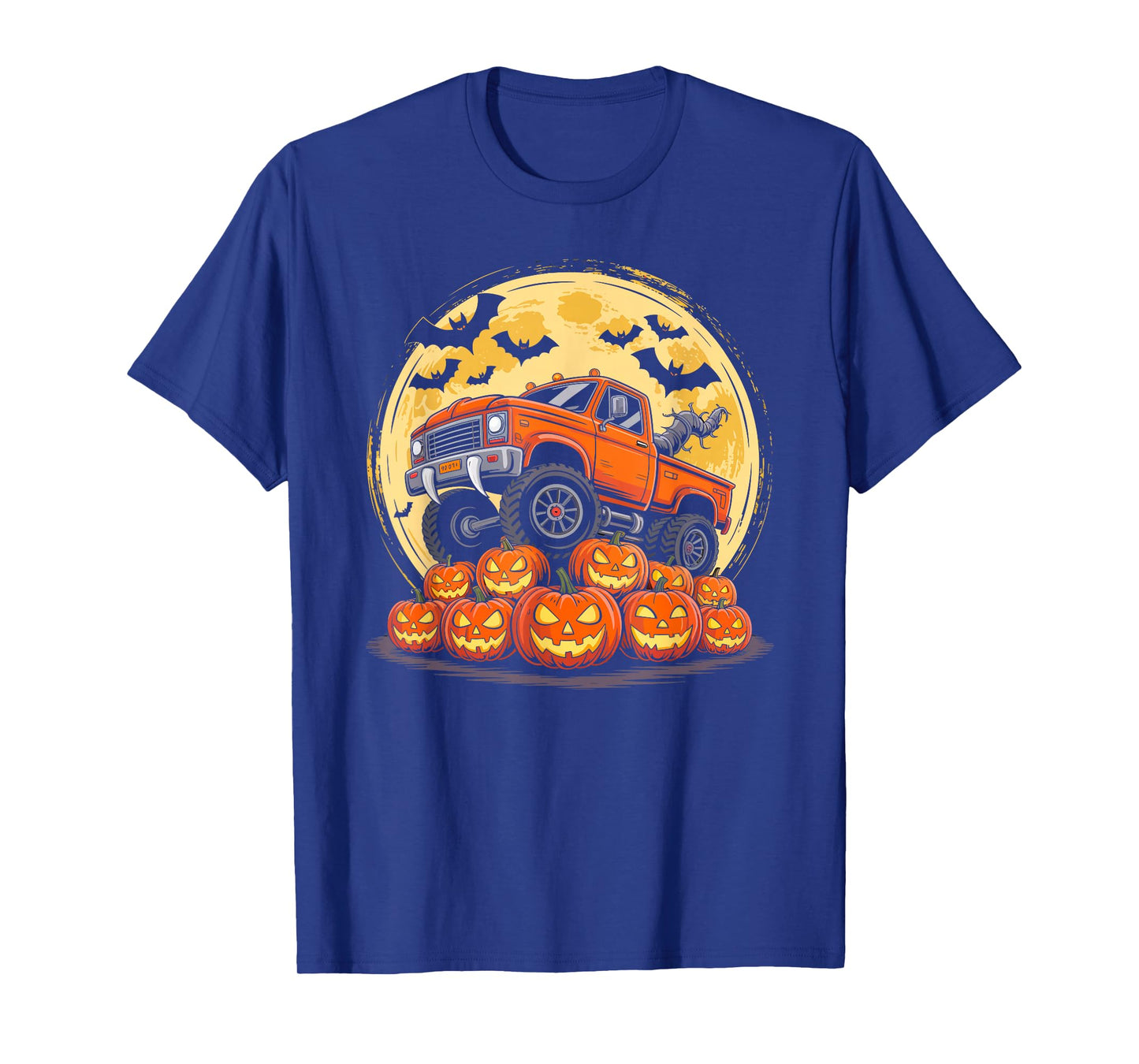 Monster Truck Halloween Jack O Lantern Moon Pumpkin Toddler T-Shirt