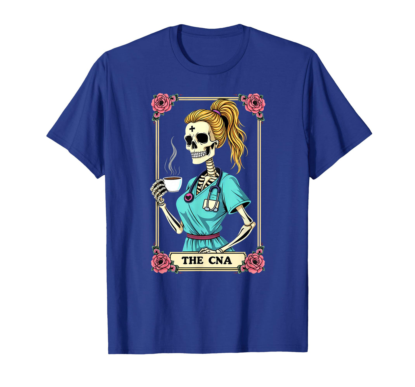 Gothic Tarot Card Skeleton CNA Nurse Coffee Halloween T-Shirt