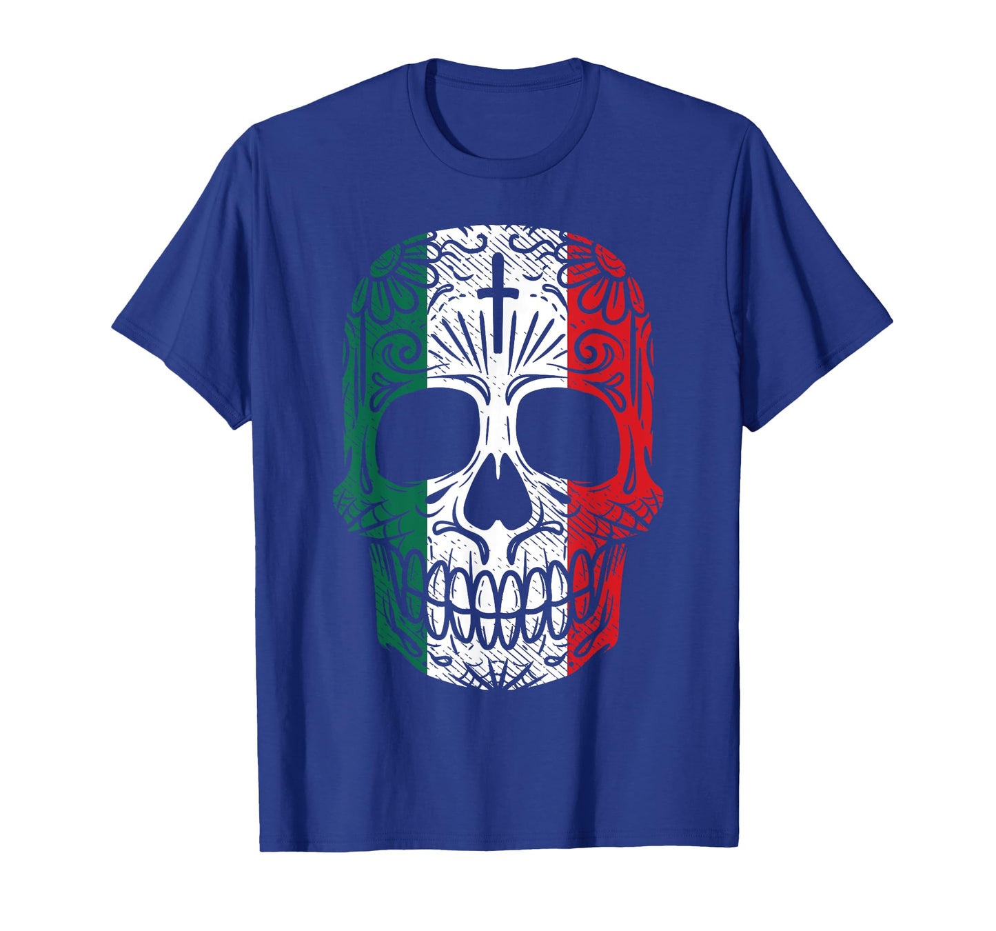 Sugar Skull Mexican Flag Cinco De Mayo Dia De Los Muertos T-Shirt