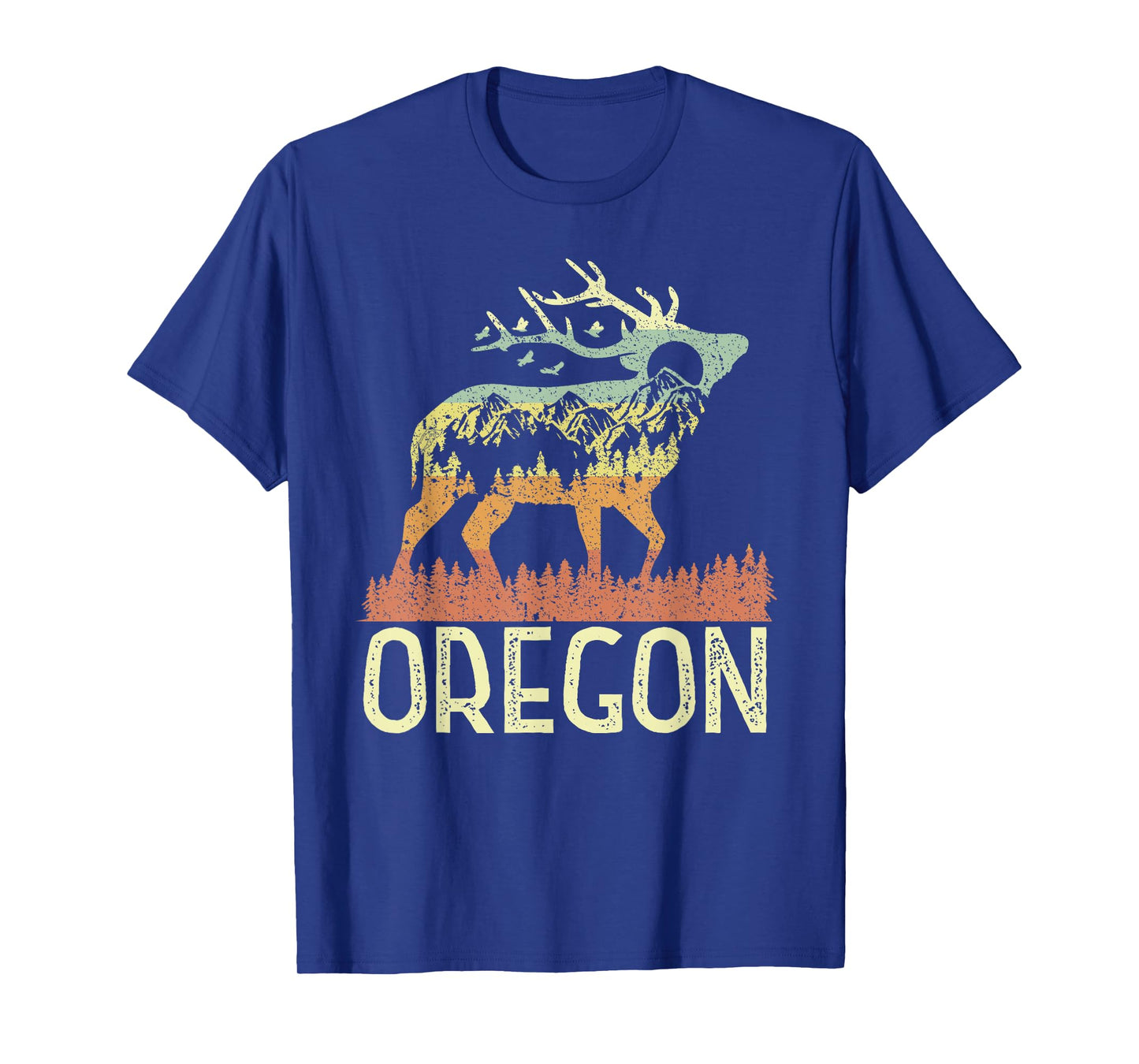 Oregon Retro Mountain Vintage Elk Hiking Men Women T-Shirt