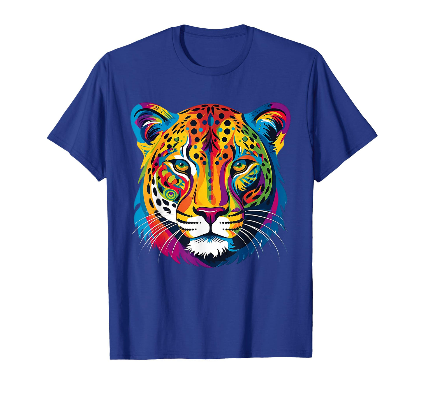 Colorful Cheetah Face Animal Print Big Cat Wildlife Graphic T-Shirt