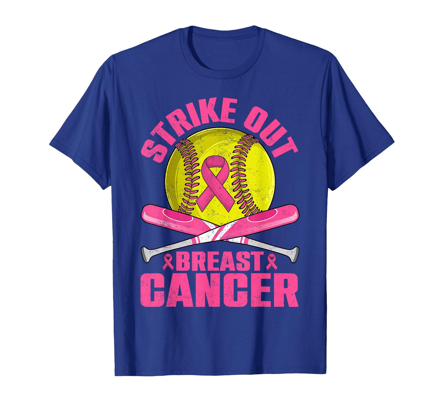 Strike Out Breast Cancer Softball Pink Ribbon Women Girls T-Shirt