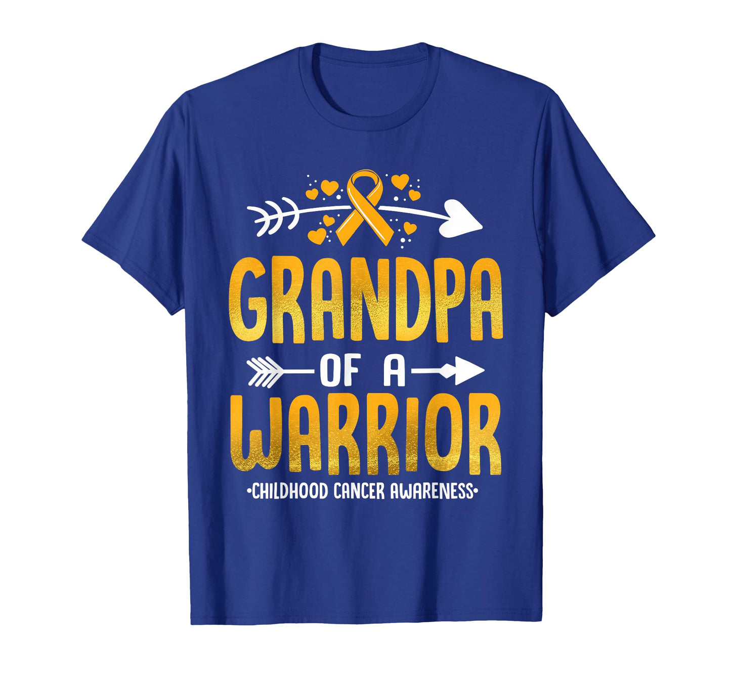 Grandpa Of A Warrior Childhood Cancer Awareness Gold Ribbon T-Shirt