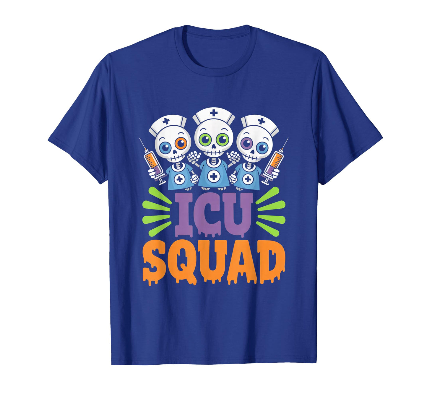 ICU Squad Skeleton Nurse Funny Halloween Costume T-Shirt
