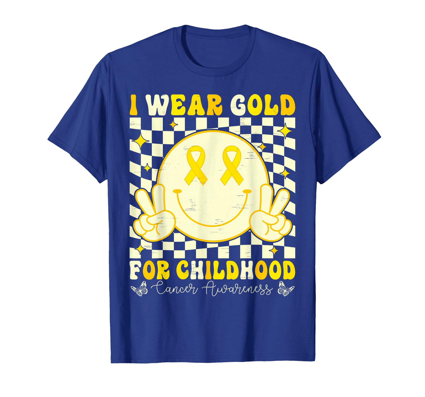 Retro I Wear Gold for Childhood Cancer Awareness Gold Ribbon T-Shirt