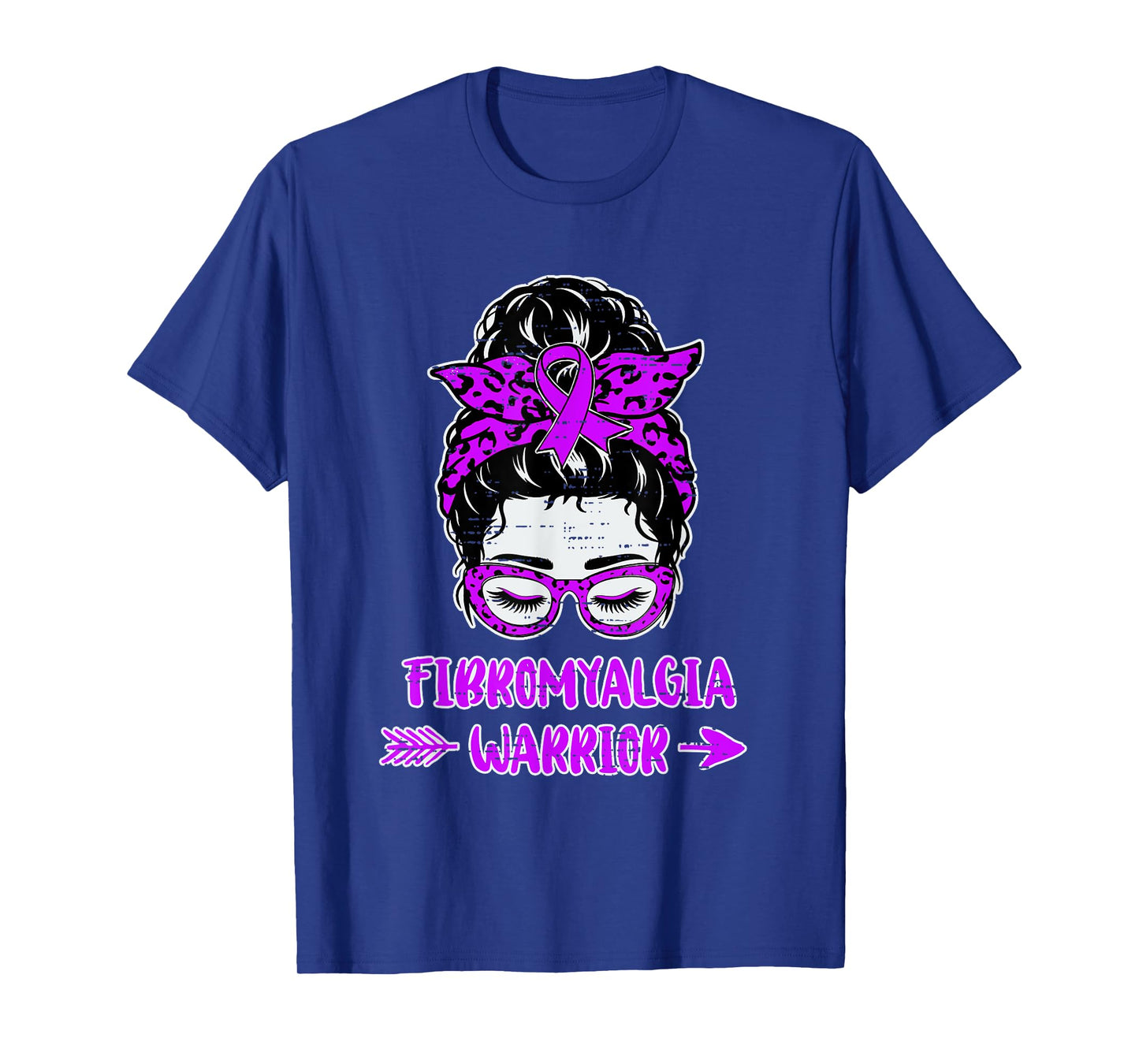 Fibromyalgia Warrior Awareness Messy Bun Hair Fibro Womens T-Shirt