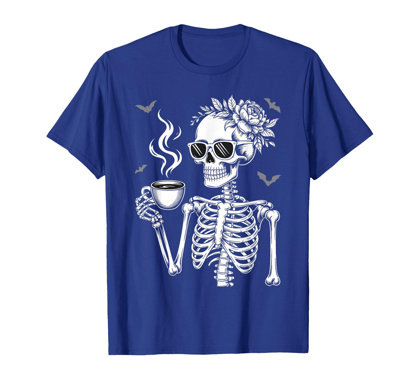 Halloween Skeleton Messy Bun Coffee Costume Girls Kids Women T-Shirt