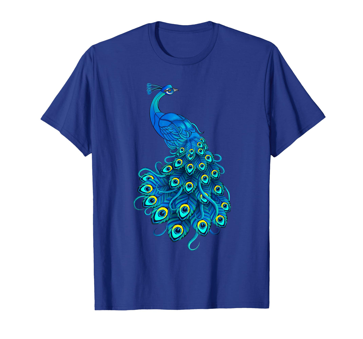 Blue Peacock Print Teal Feathers Bird Lover Men Women Gifts T-Shirt