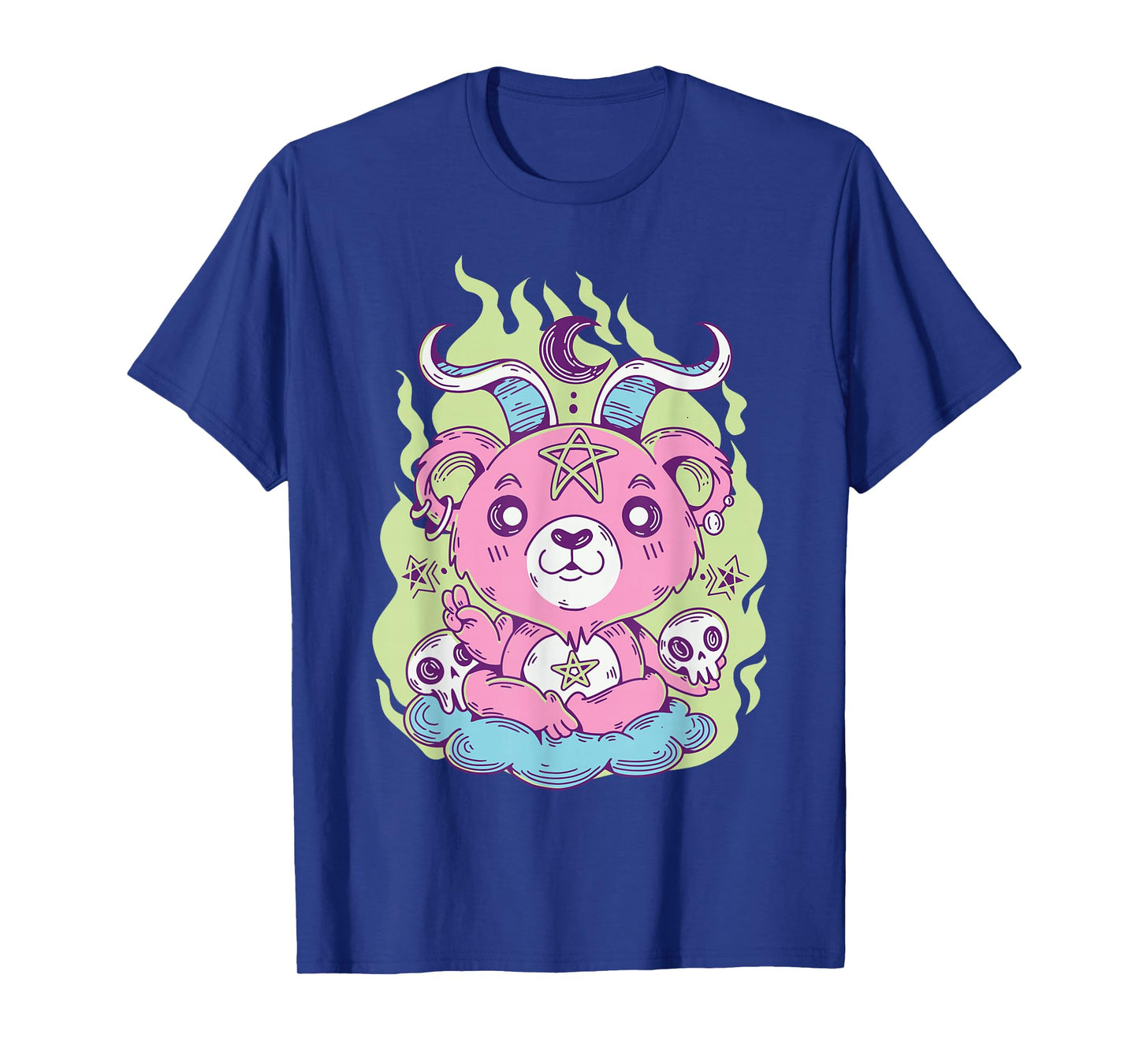 Kawaii Pastel Goth Cute Creepy Bear Skeleton Men Women T-Shirt