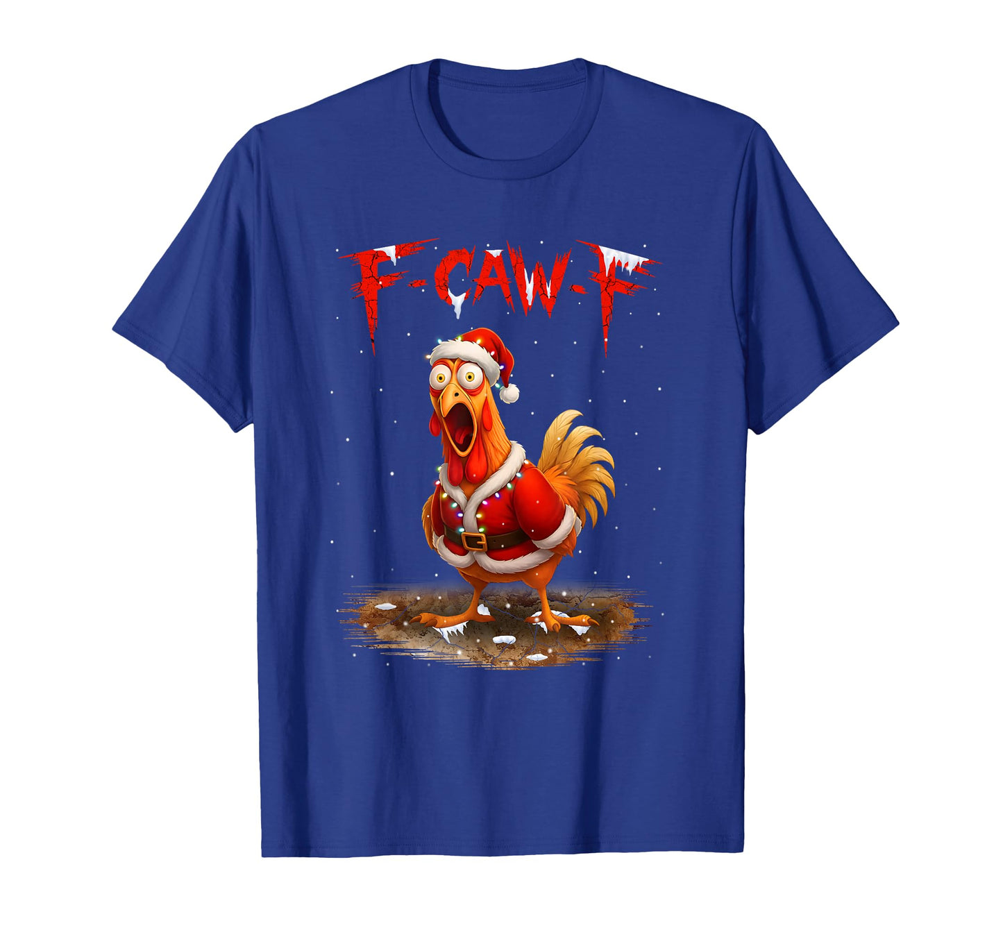 F-Caw-F Funny Chicken Santa Christmas Lights FCAWF T-Shirt