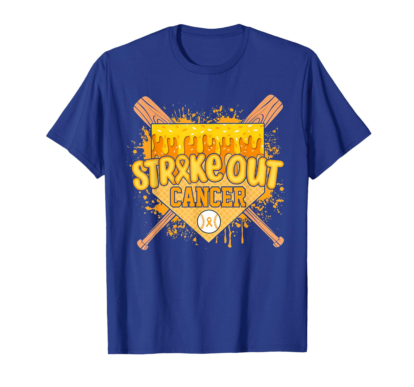 Baseball Ice Cream Drip Strike Out Childhood Cancer Boy Kid T-Shirt