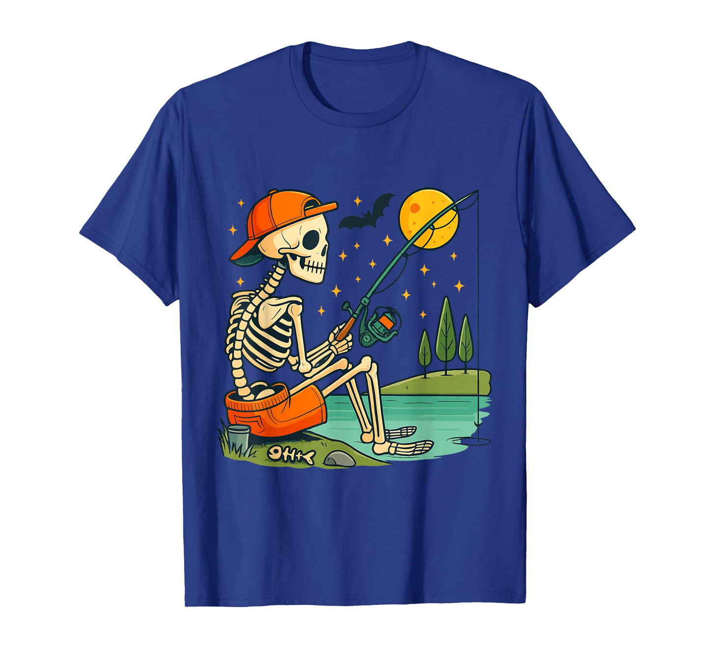 Skeleton Fishing Funny Halloween Costume for Kids T-Shirt