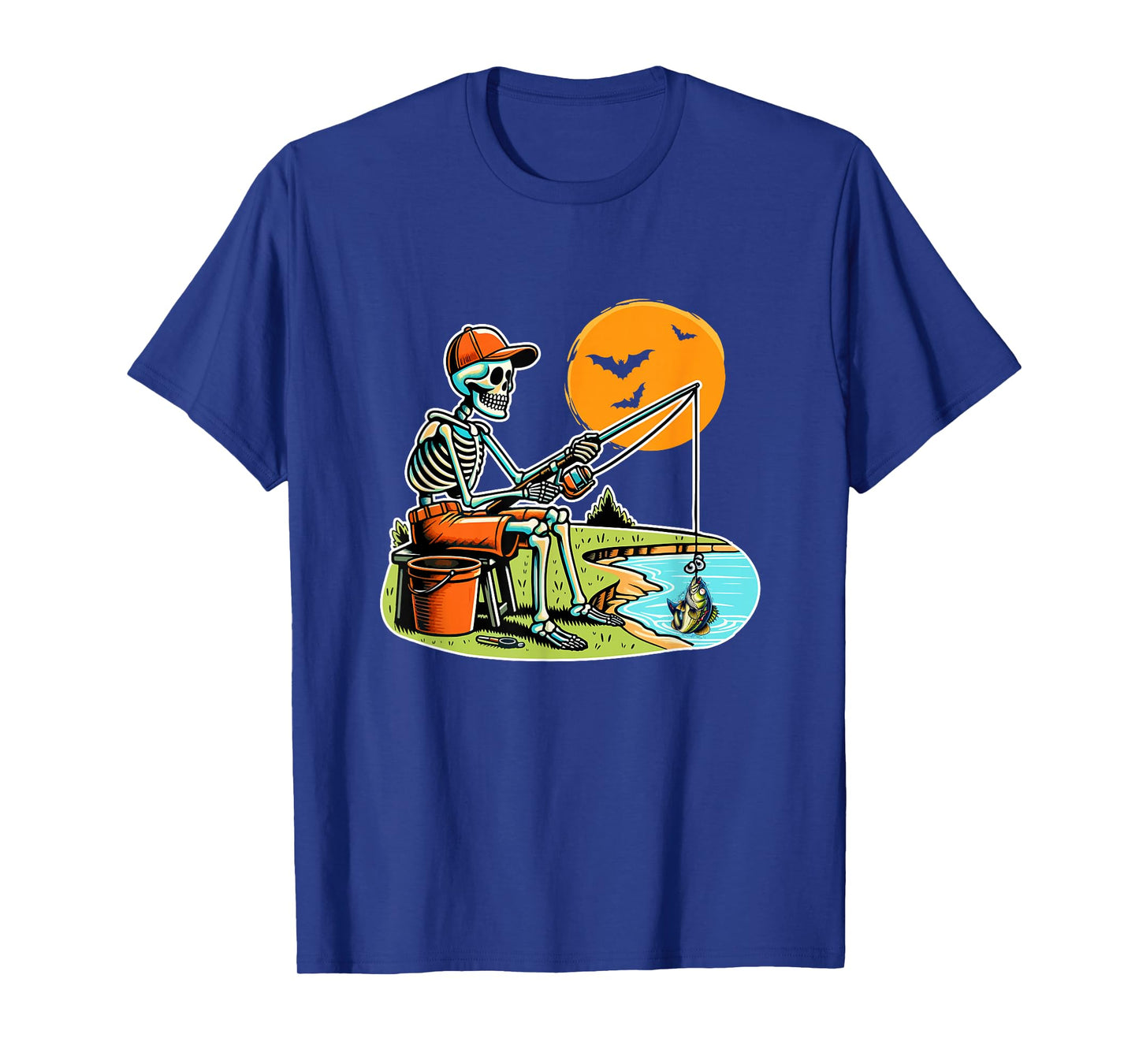 Skeleton Fishing Halloween Costume Sports Lover Family T-Shirt
