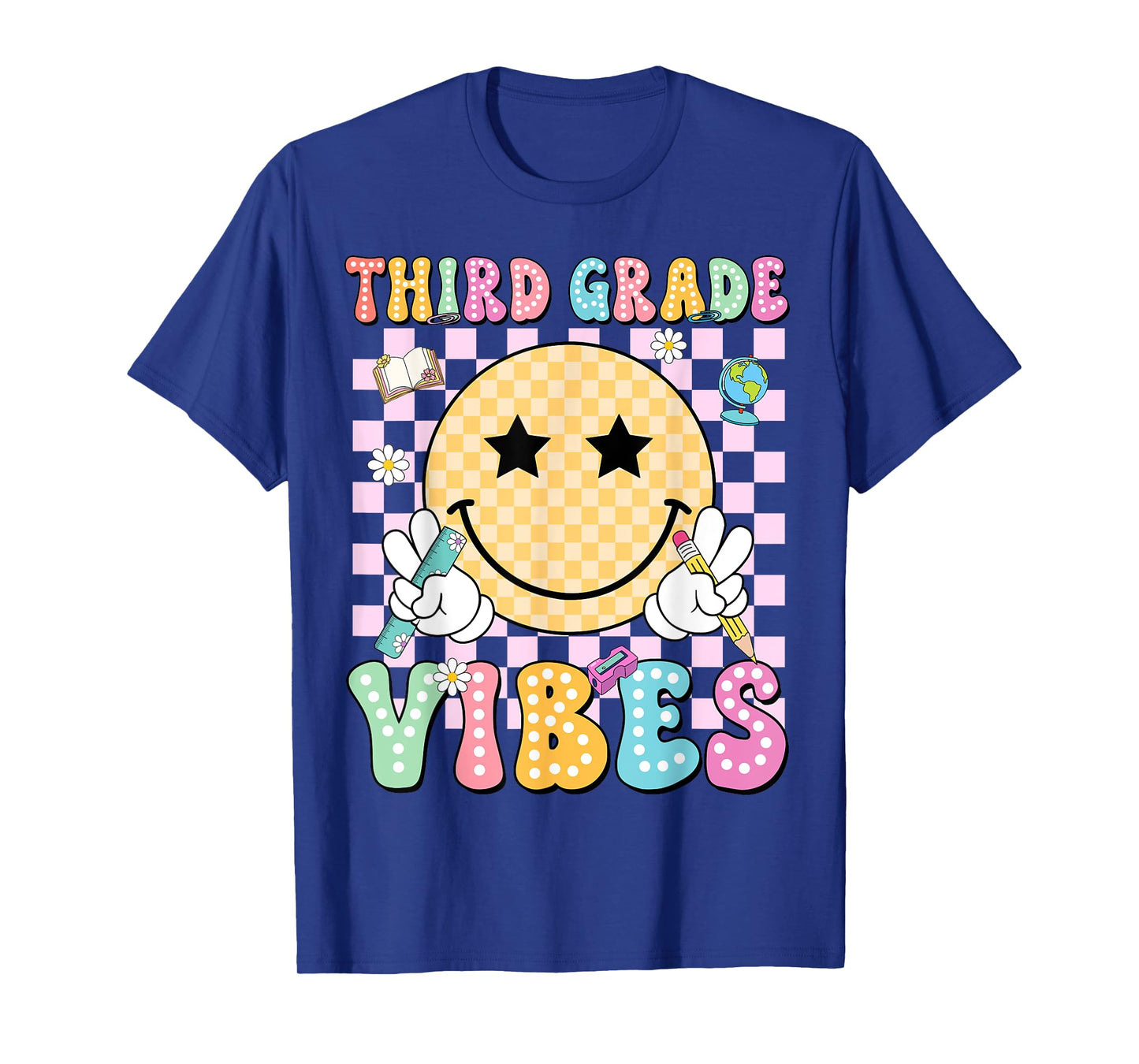 Third Grade Vibes Smile Face Teacher Kid Back To School T-Shirt
