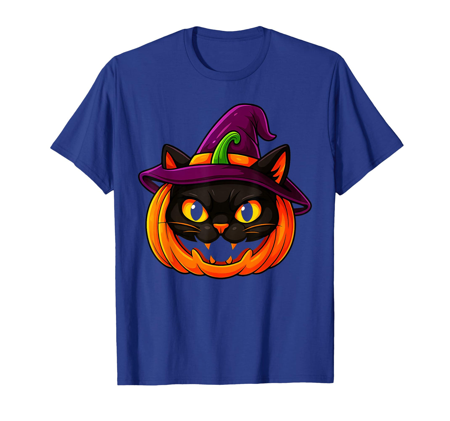 Black Cat Halloween Shirts for Men Women Pumpkin Halloween T-Shirt