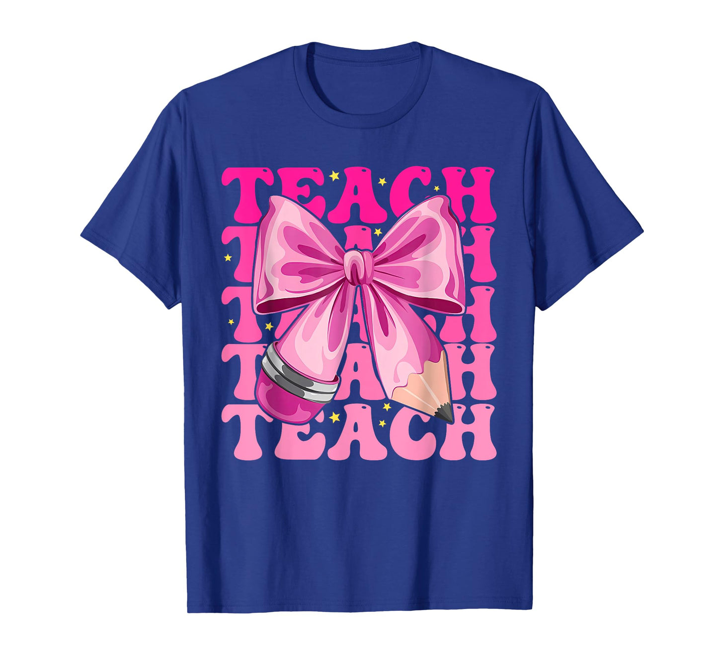 Groovy Teach Coquette Bow Teacher Women Girls Back to School T-Shirt