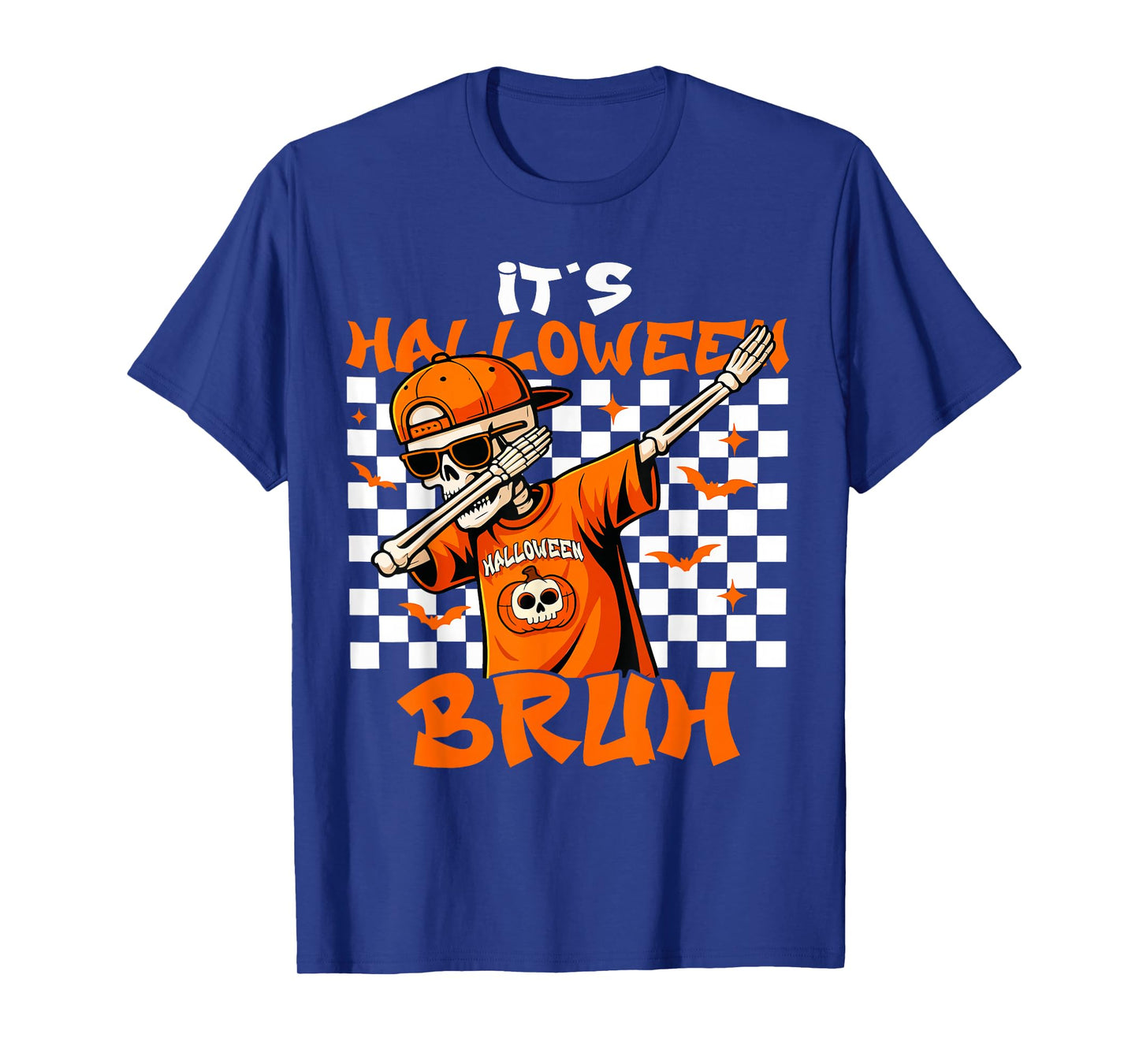 Bruh Halloween Dabbing Skeleton Spooky Vibes Pumpkin Season T-Shirt