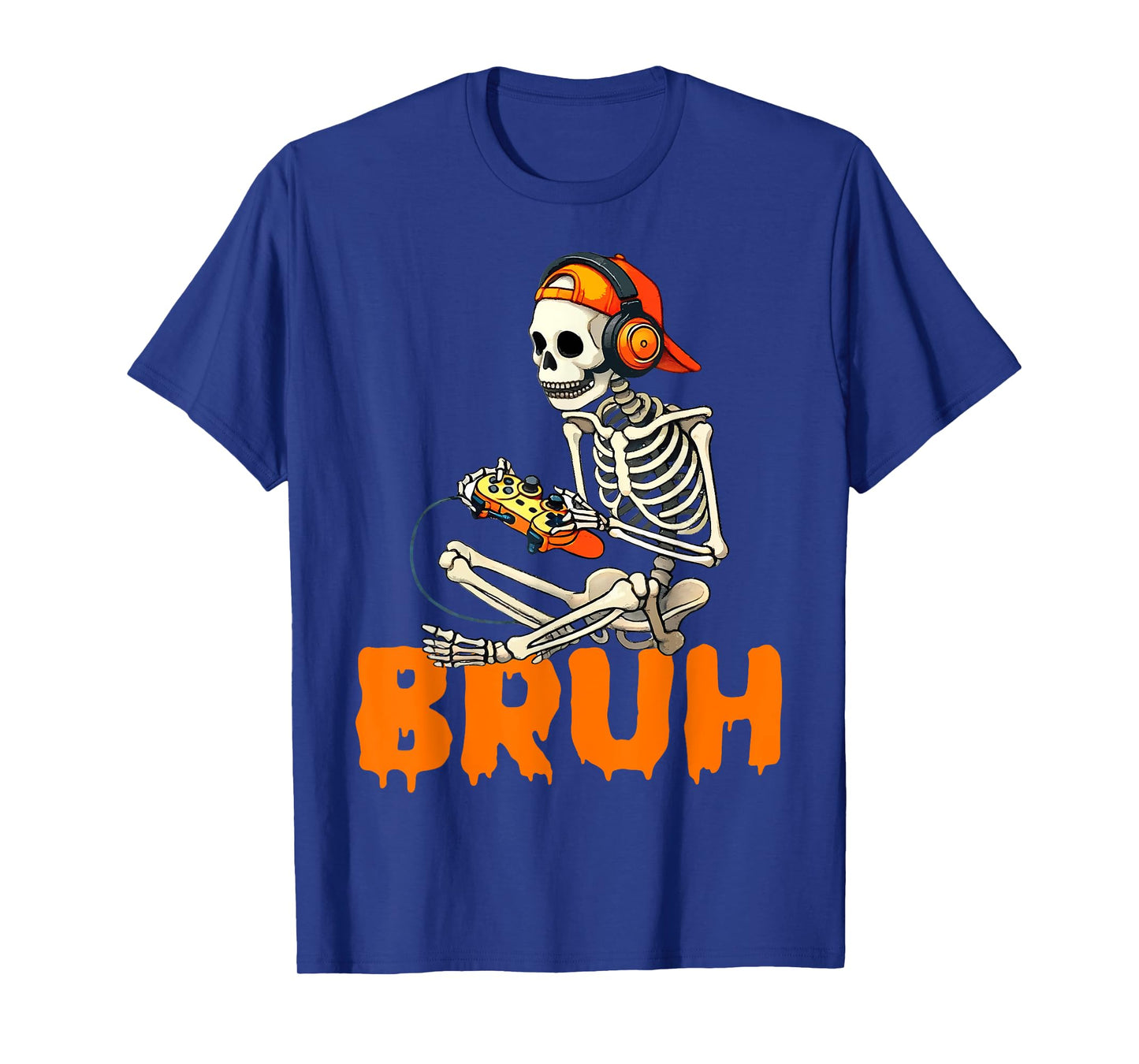 Bruh Halloween Boys Kids Gamer Mens Skeleton Video Gaming T-Shirt