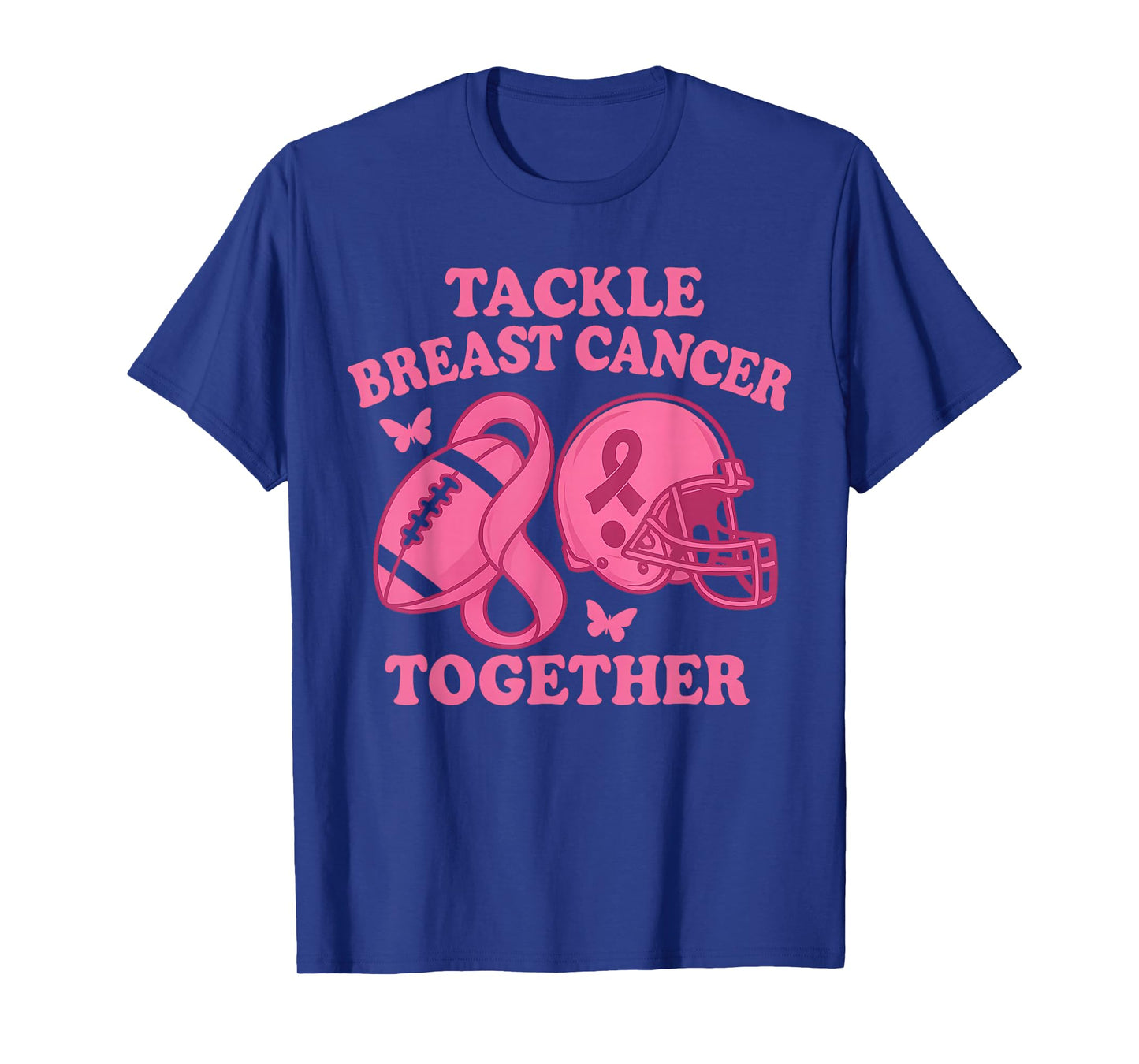 Tackle Breast Cancer Groovy Football Breast Cancer Warrior T-Shirt
