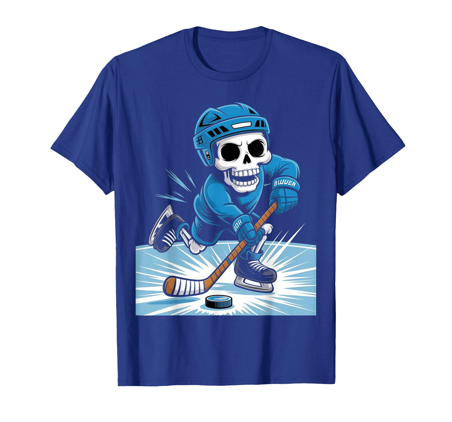 Skeleton Ice Hockey Halloween Costume Boys Men Funny Sport T-Shirt