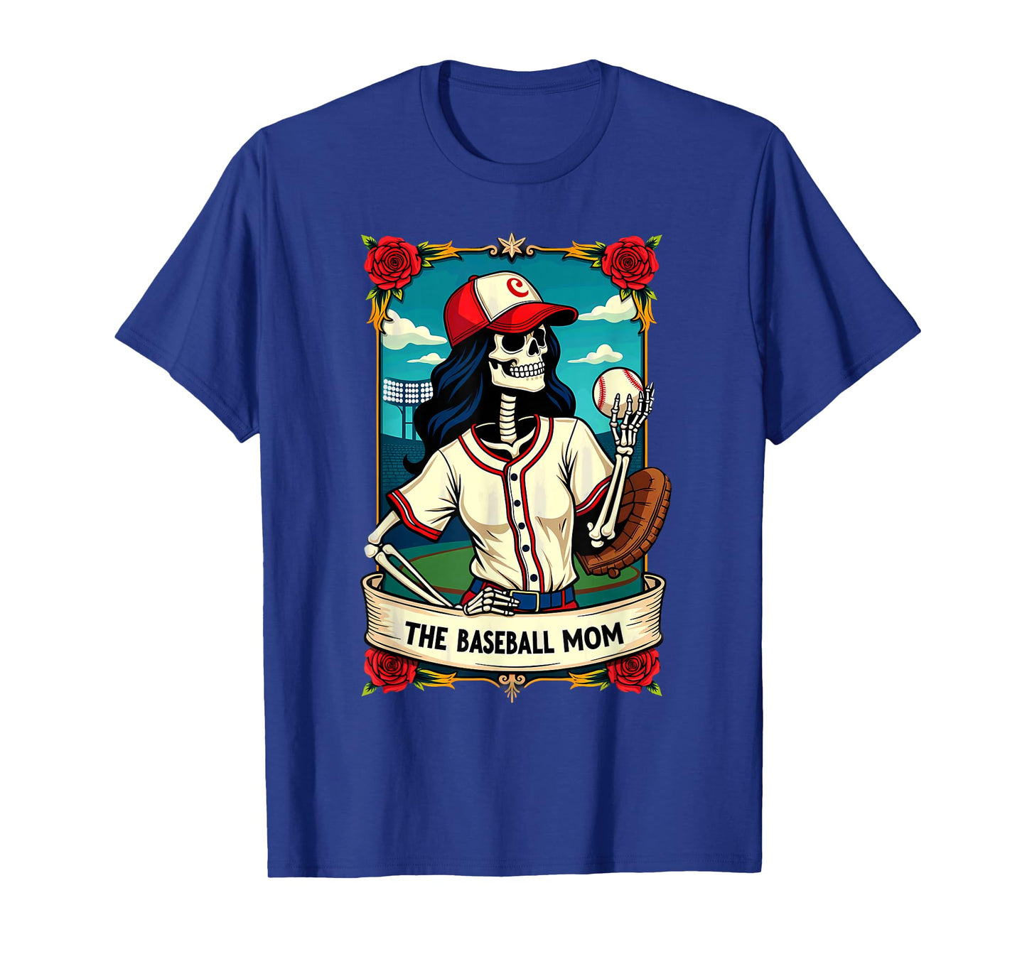 Gothic Tarot Card Baseball Mom Skeleton T-Shirt