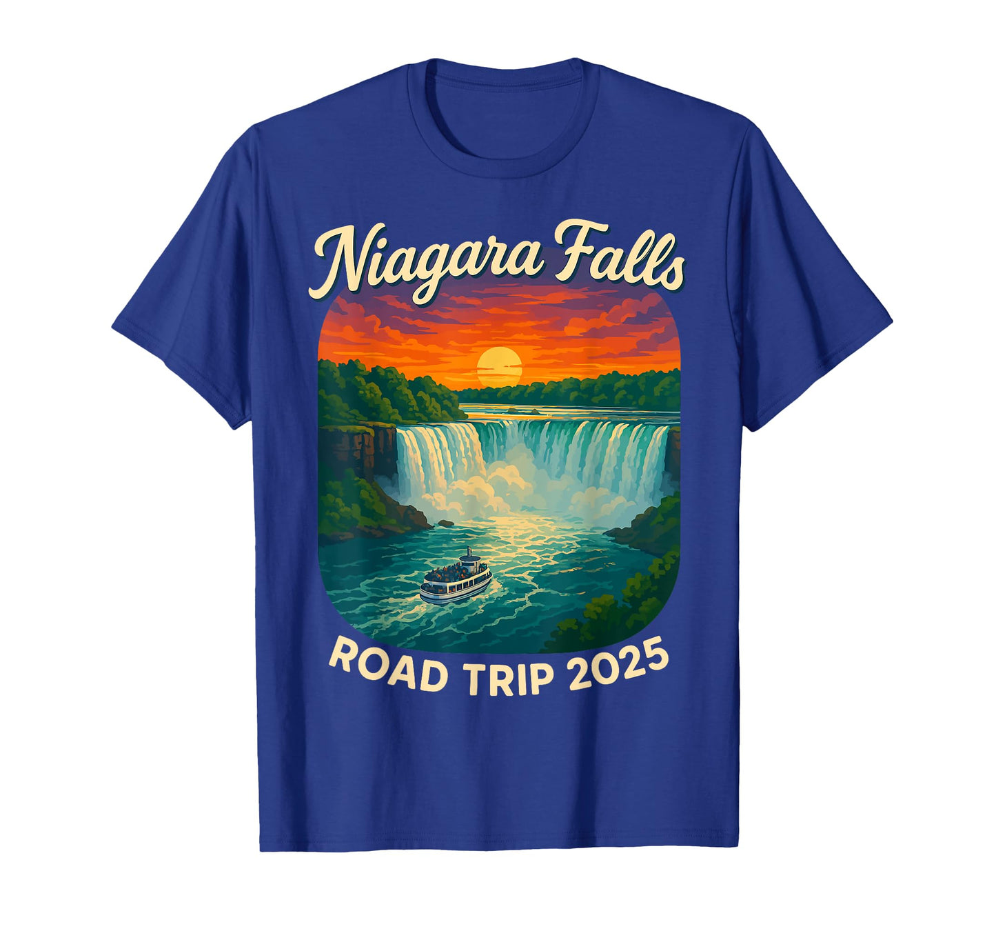 Niagara Falls Road Trip 2025 Vintage Sunset Waterfall Travel T-Shirt