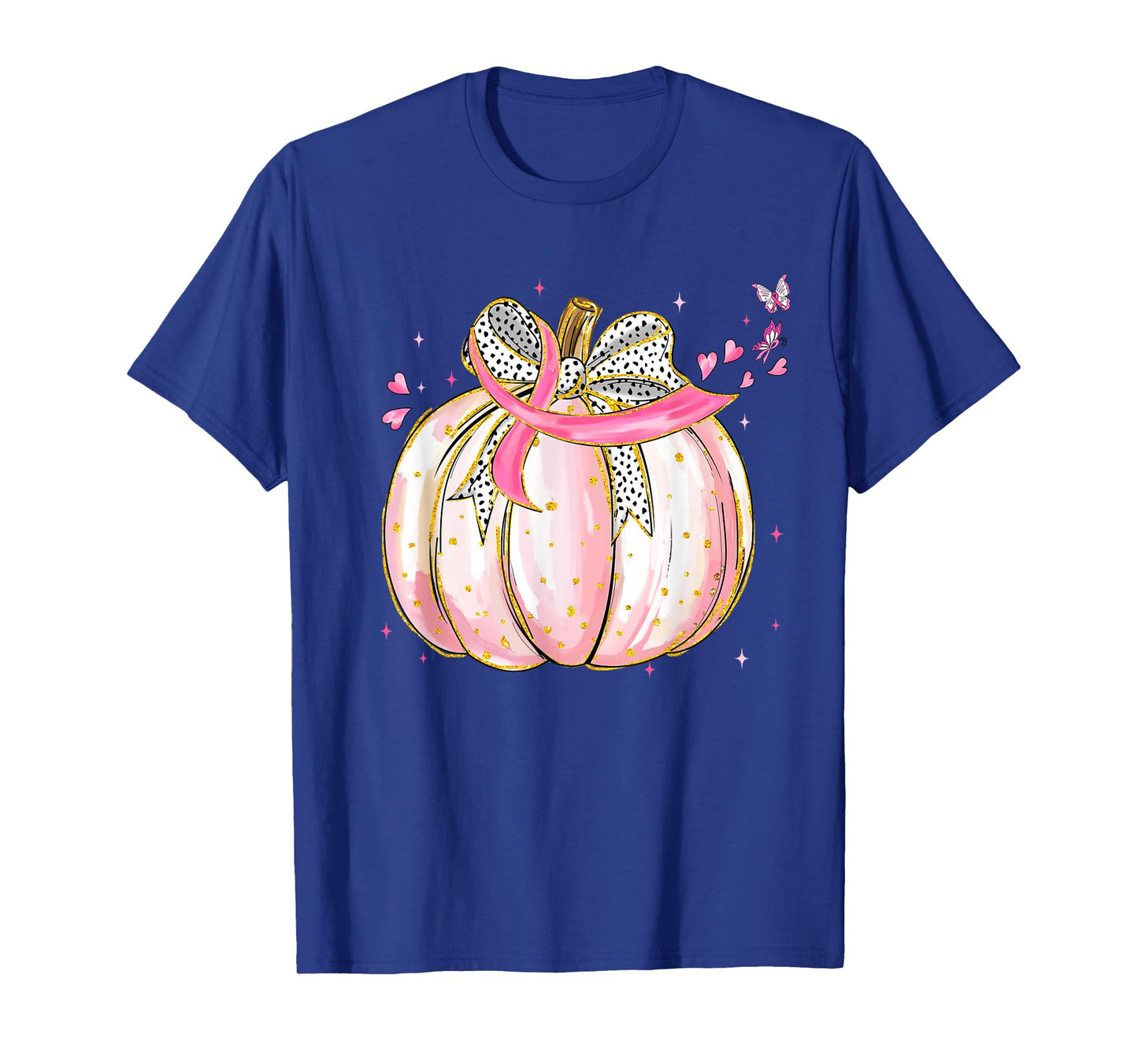 Coquette Bow Pink Ribbon Pumpkin Breast Cancer Awareness T-Shirt