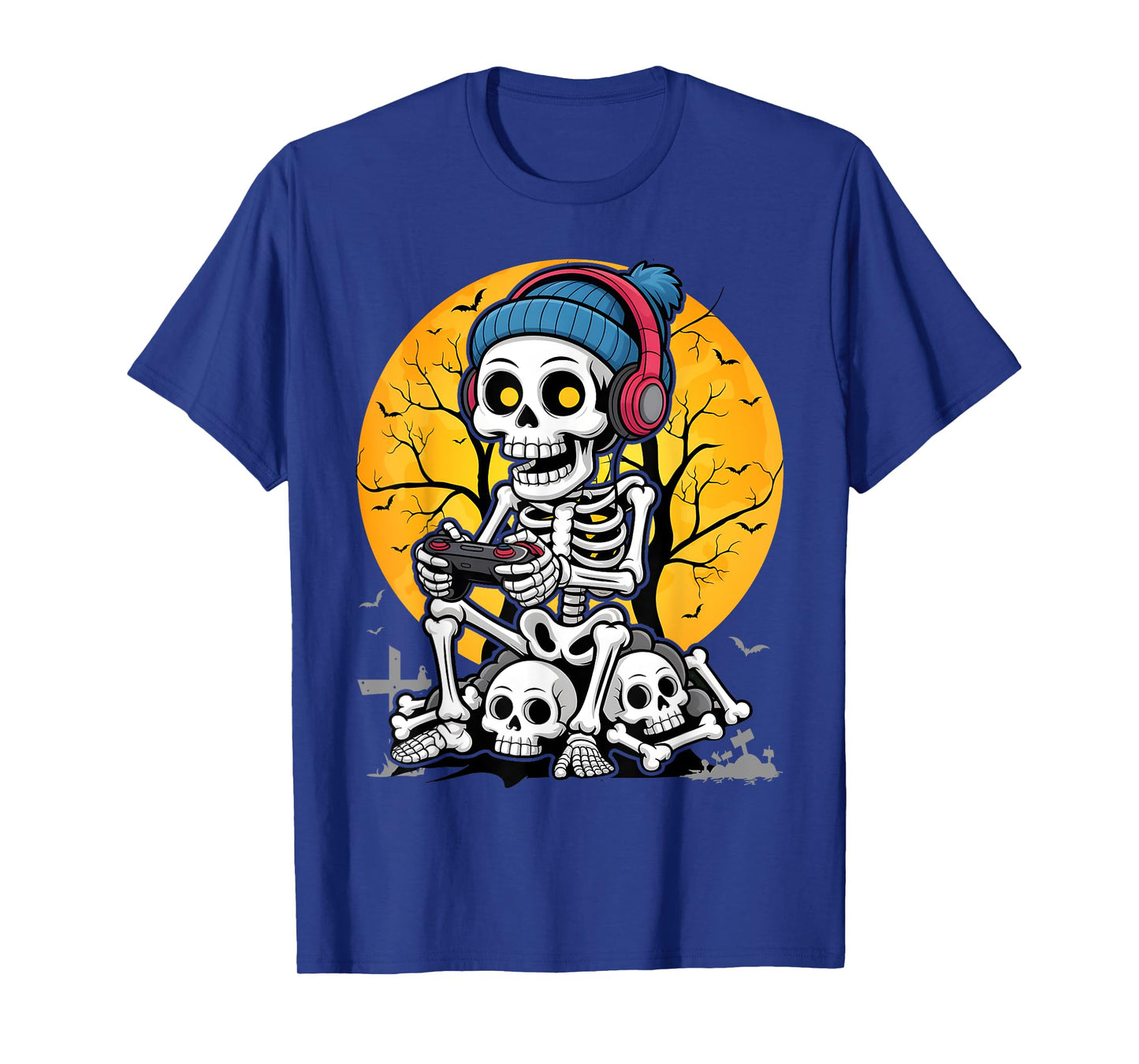 Halloween Skeleton Gamer Video Game Boys Kids Teens Gaming T-Shirt