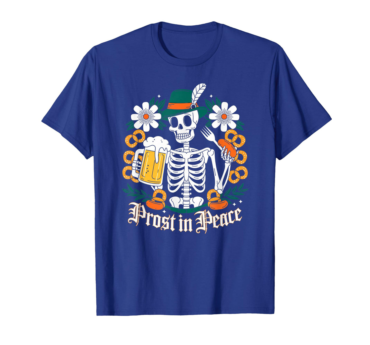 Prost in Peace Halloween Skeleton Beer Funny Oktoberfest T-Shirt