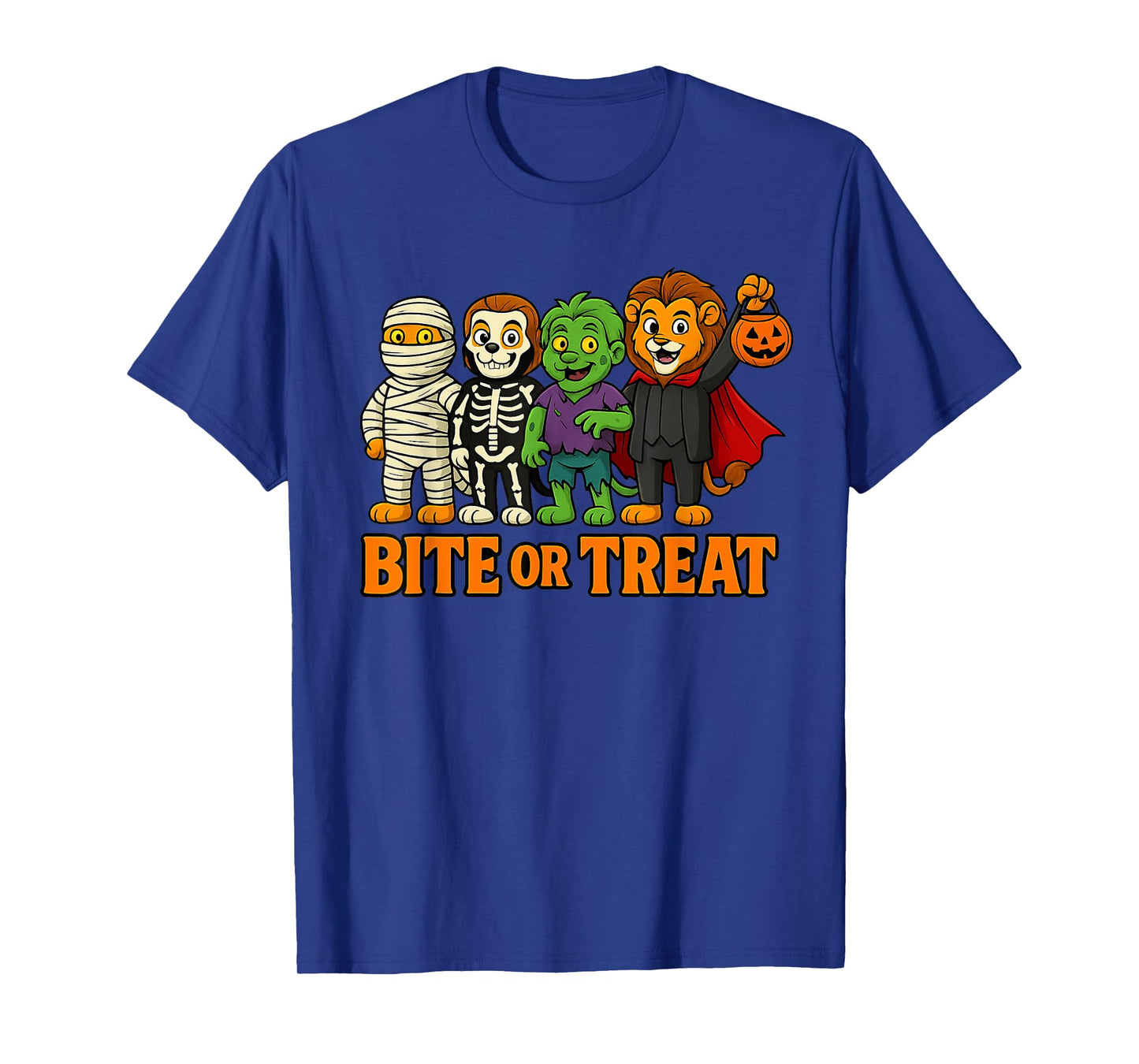 Bite Or Treat Halloween Skeleton Spooky Lion T-Shirt