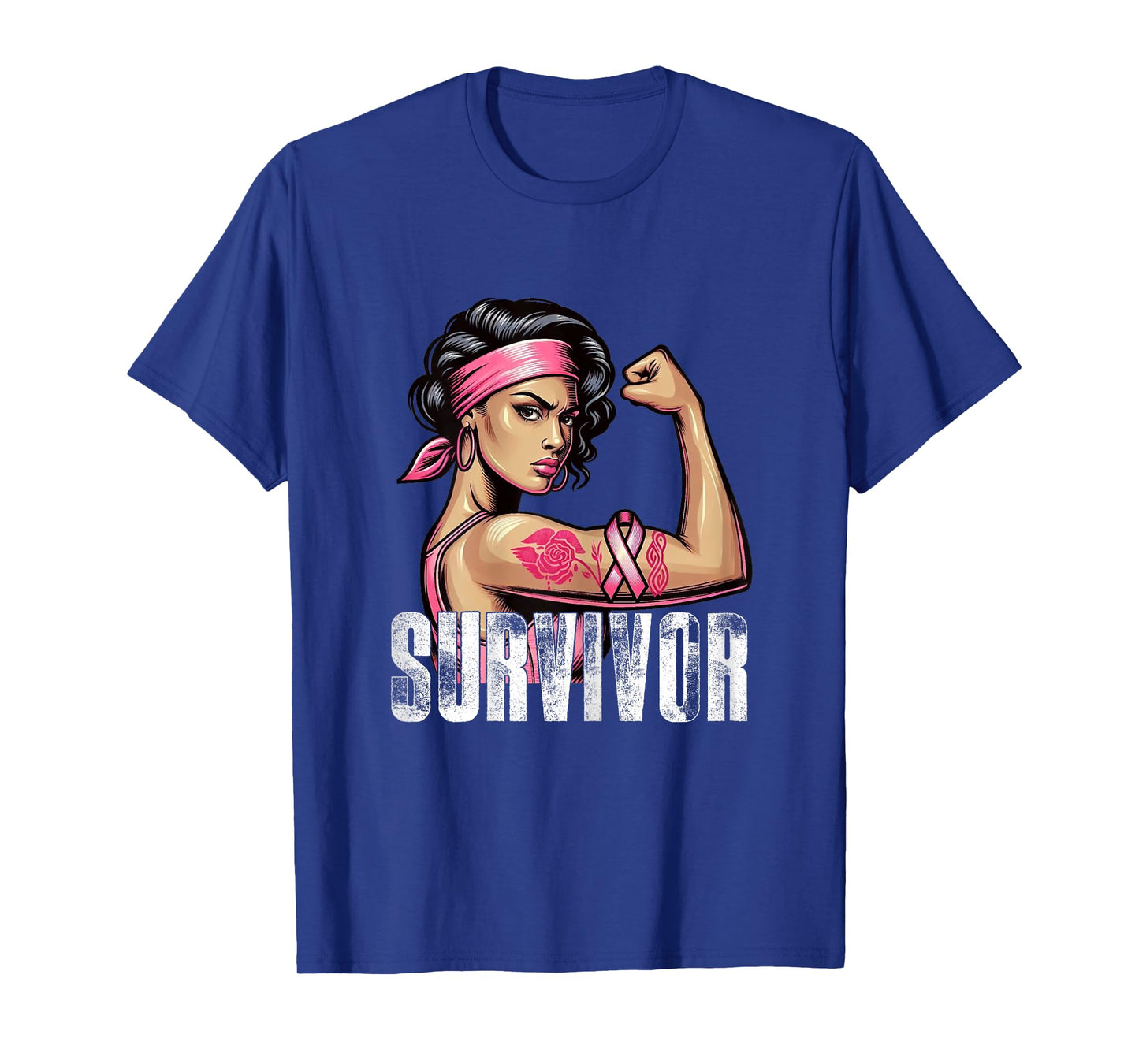 Breast Cancer Survivor Rosie Riveter Pink Awareness Women T-Shirt