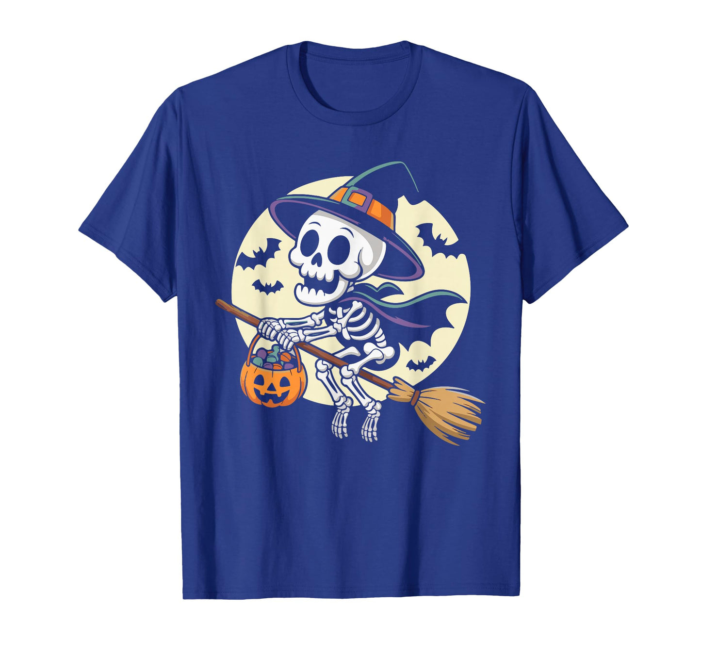 Spooky Skeleton Witch Hat Pumpkin Ghost Costume Halloween T-Shirt
