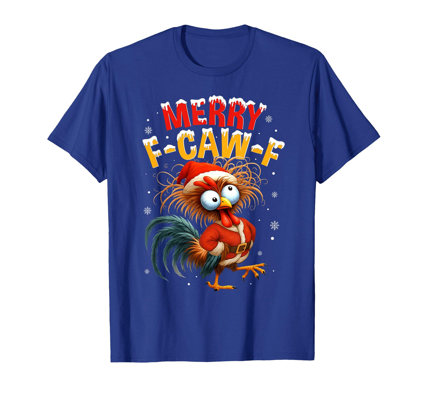 Merry F-Caw-F Chicken Rooster Meme Christmas Pajamas Holiday T-Shirt