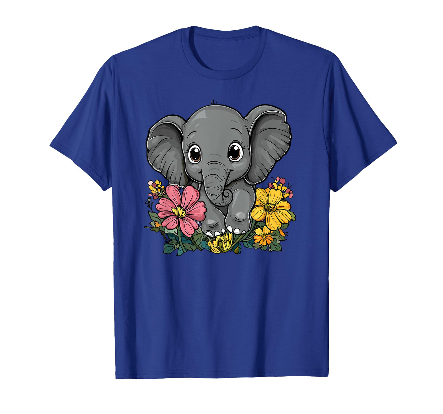 Cute Elephant Surrounded By Flowers T-Shirt