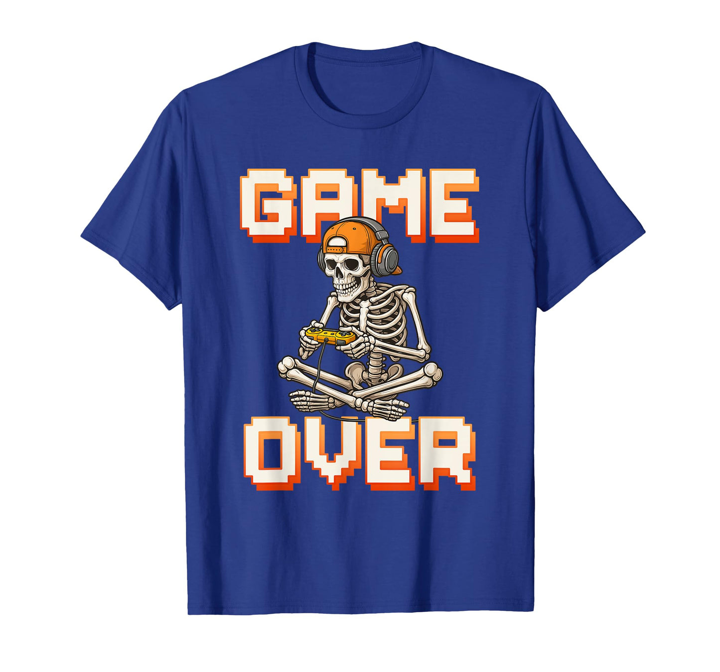 Halloween Skeleton Gamer Playing Video Gaming Game Over T-Shirt