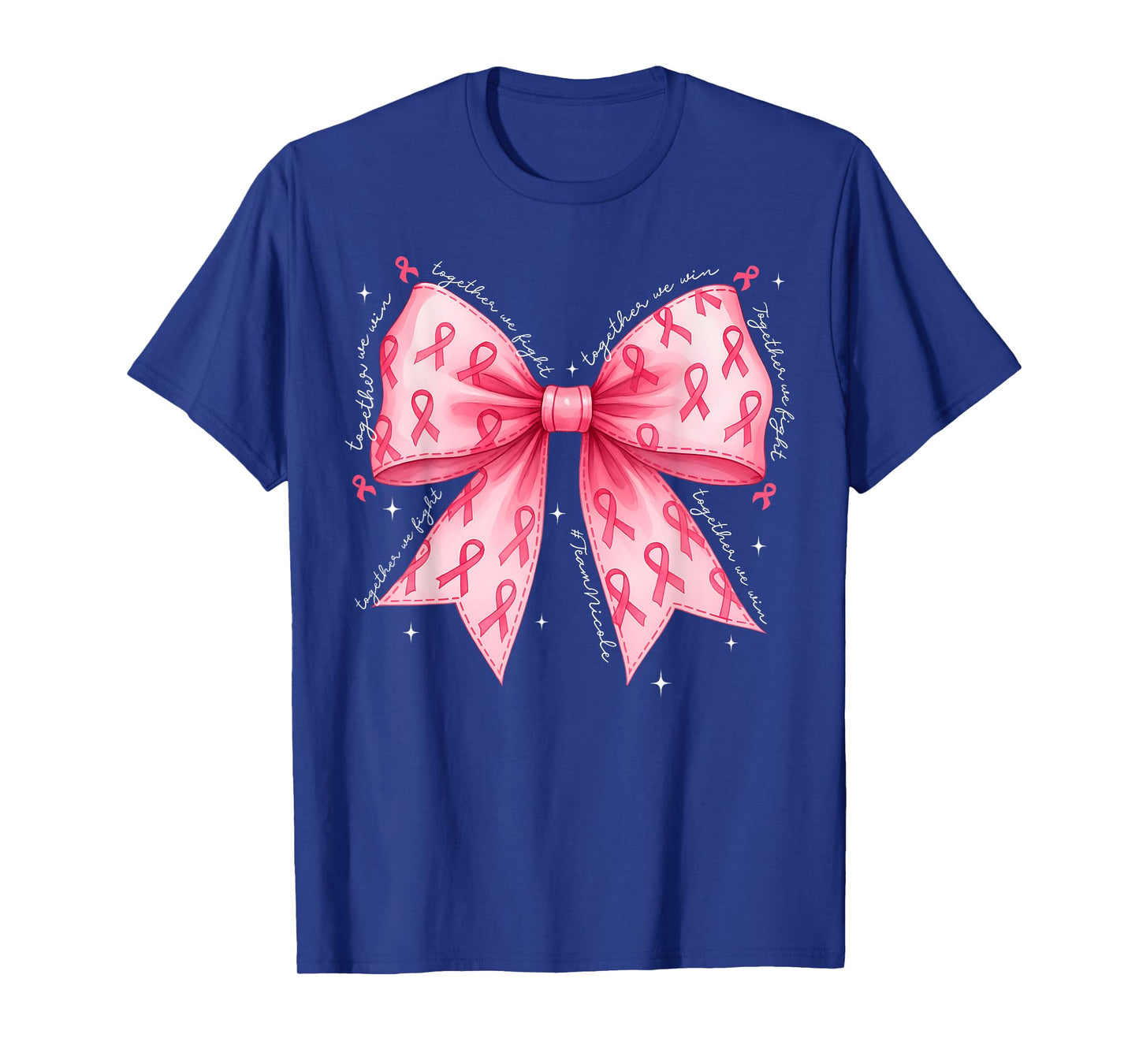 Together We Fight We Win Ribbon Bow Breast Cancer Supporter T-Shirt