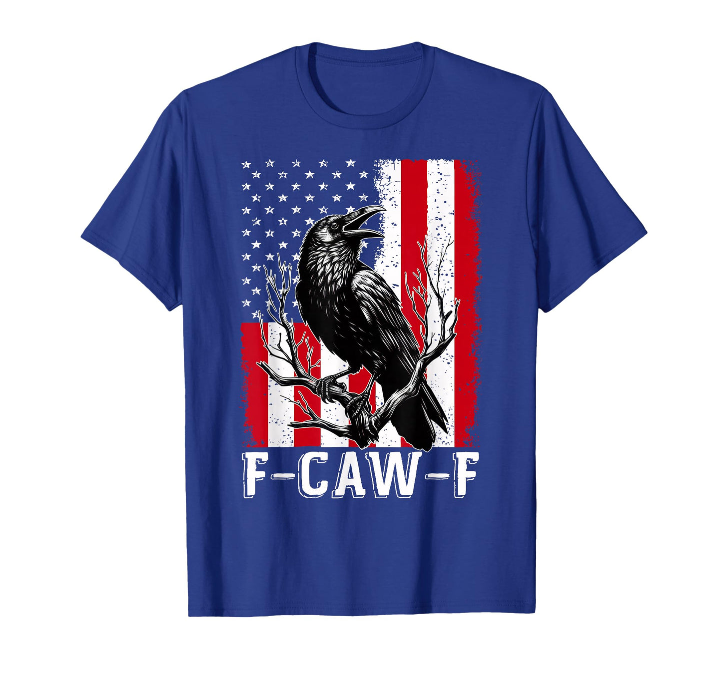 F-Caw-F Black Crow Black Bird Retro USA Flag Vintage T-Shirt