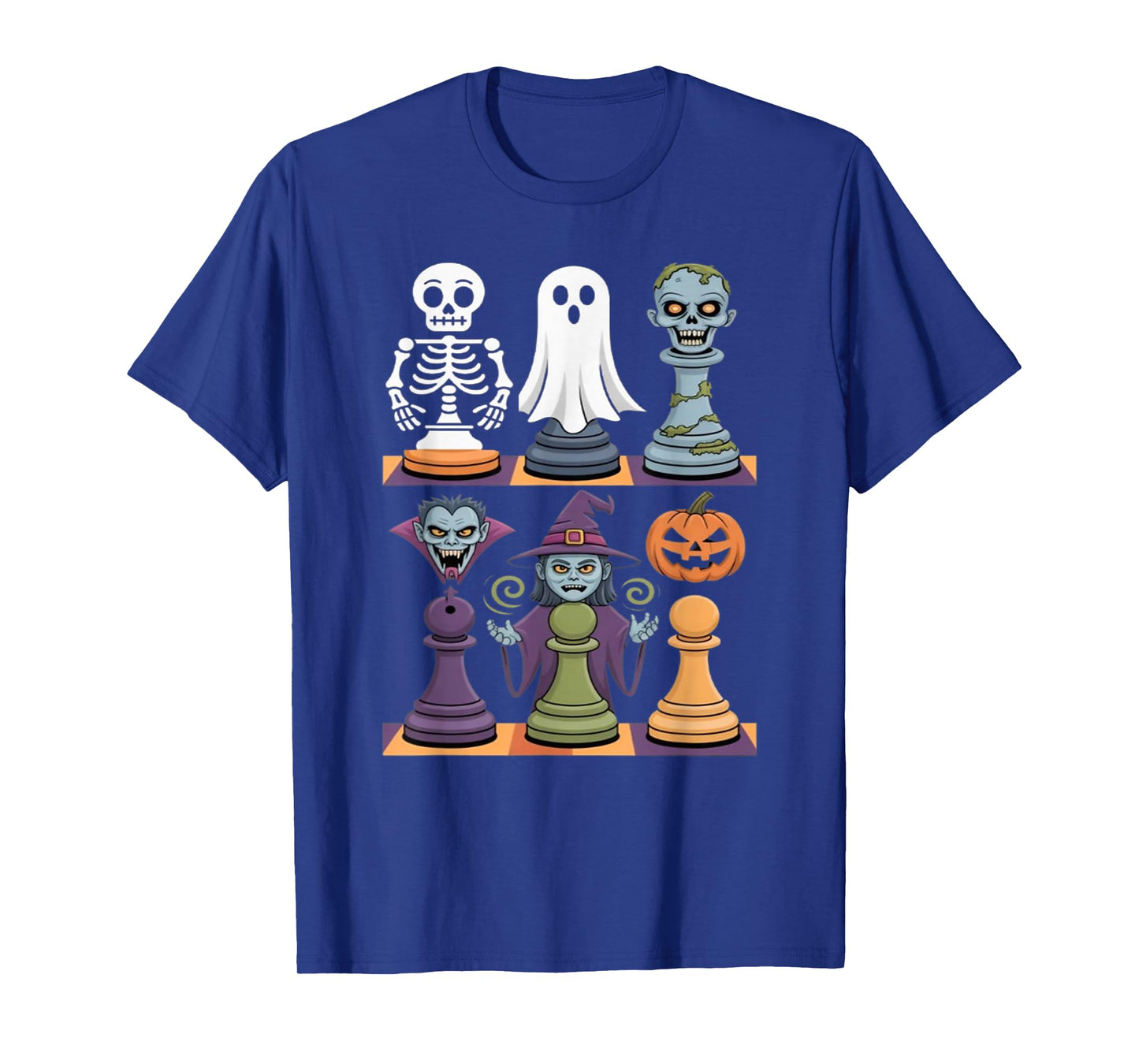 Halloween Chess Skeleton Ghost Zombie Vampire Witch Pumpkin T-Shirt
