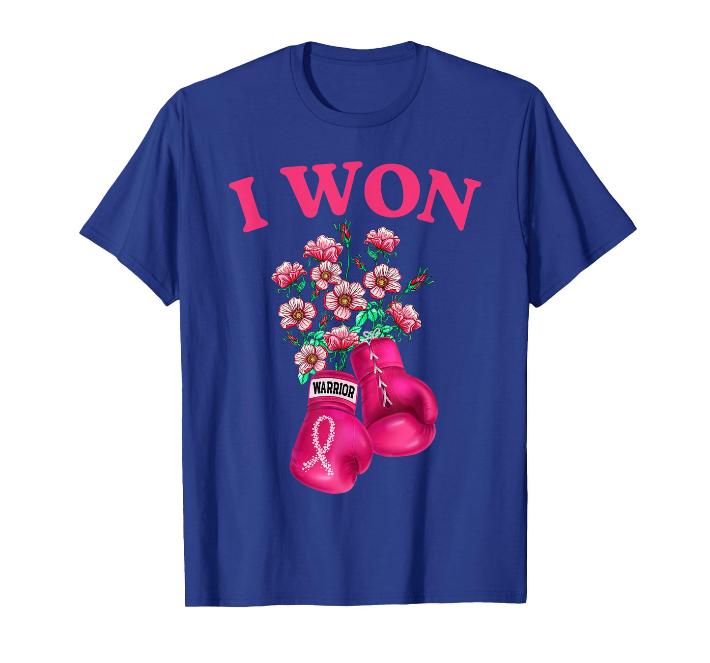 I Won Boxing Gloves Survivor Pink Ribbon Breast Cancer T-Shirt