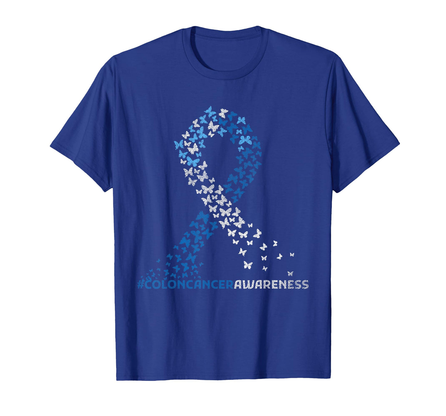 Colorectal Cancer Apparel Colon Cancer Awareness Colonoscopy Blue Ribbon Butterflies T-Shirt